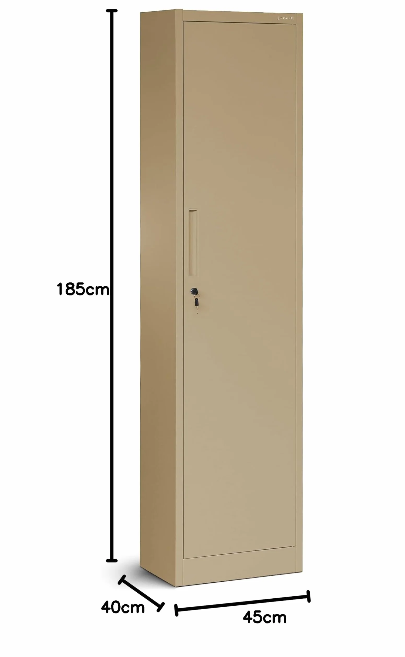 Jan Nowak Wąski Regał Metalowy ALEX | Słupek Biurowy Wąska Szafka Na Dokumenty Do Biura Malowany Proszkowo Regulowane Półki | 185 x 45 x 40 cm | (Beżowy)