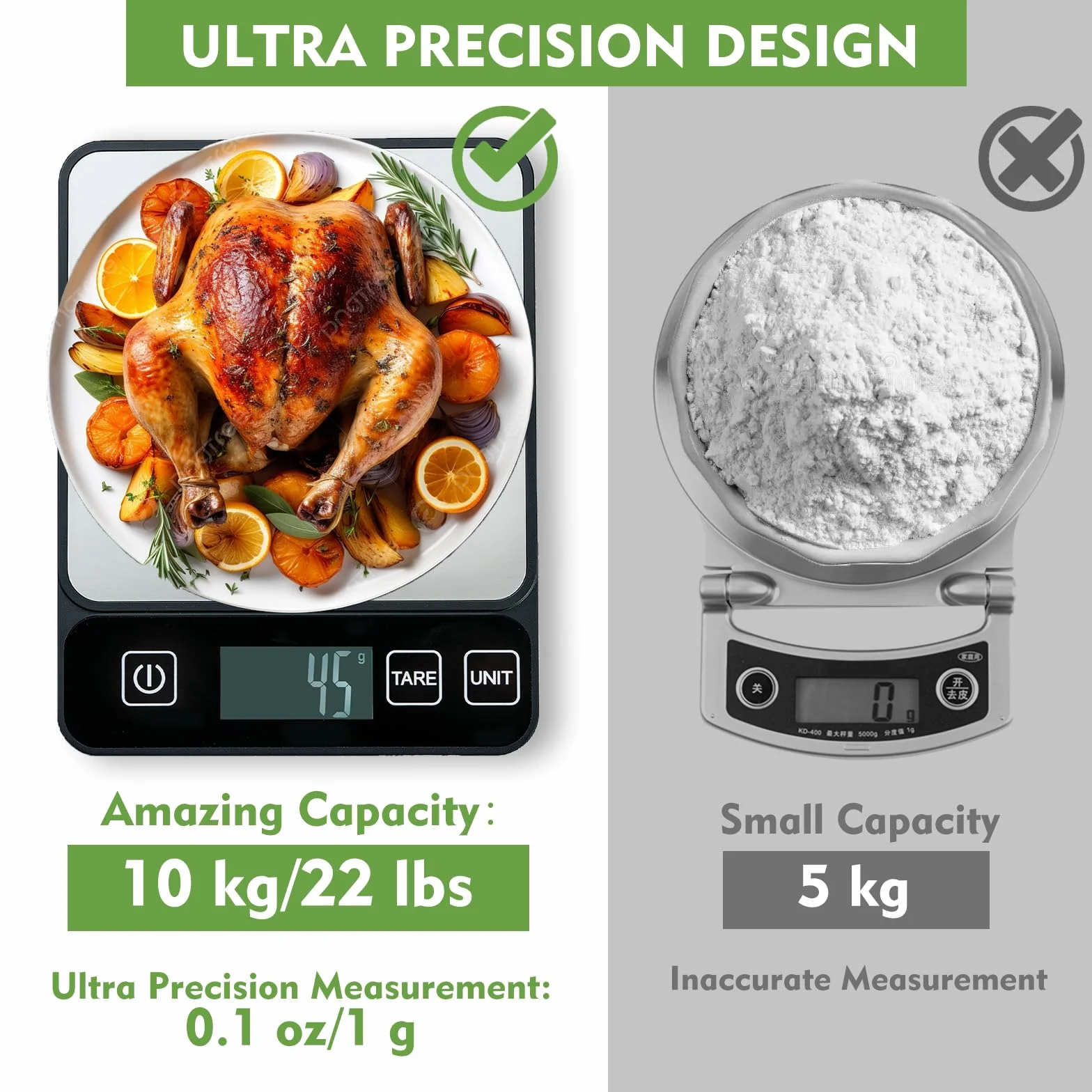 GIBOHOM Waga kuchenna, cyfrowa, 10 kg, wysoka precyzja 1 g/0.1 oz, elektroniczna waga kuchenna ze stali nierdzewnej z wyświetlaczem LCD i funkcją tarowania, waga kuchenna profesjonalna, 6 jednostek