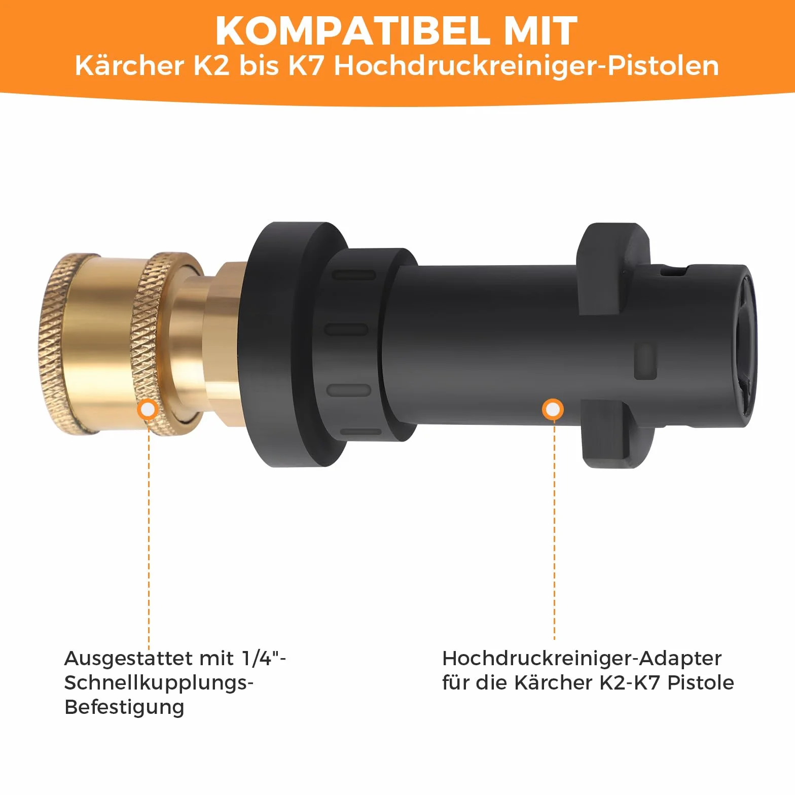 Pręt przedłużający do myjki wysokociśnieniowej z adapterem, 4000 psi, myjka wysokociśnieniowa, teleskopowa lanca z 6 końcówkami, kompatybilna z Kärcher serii K, do mycia rynny dachowej, dachu, okien