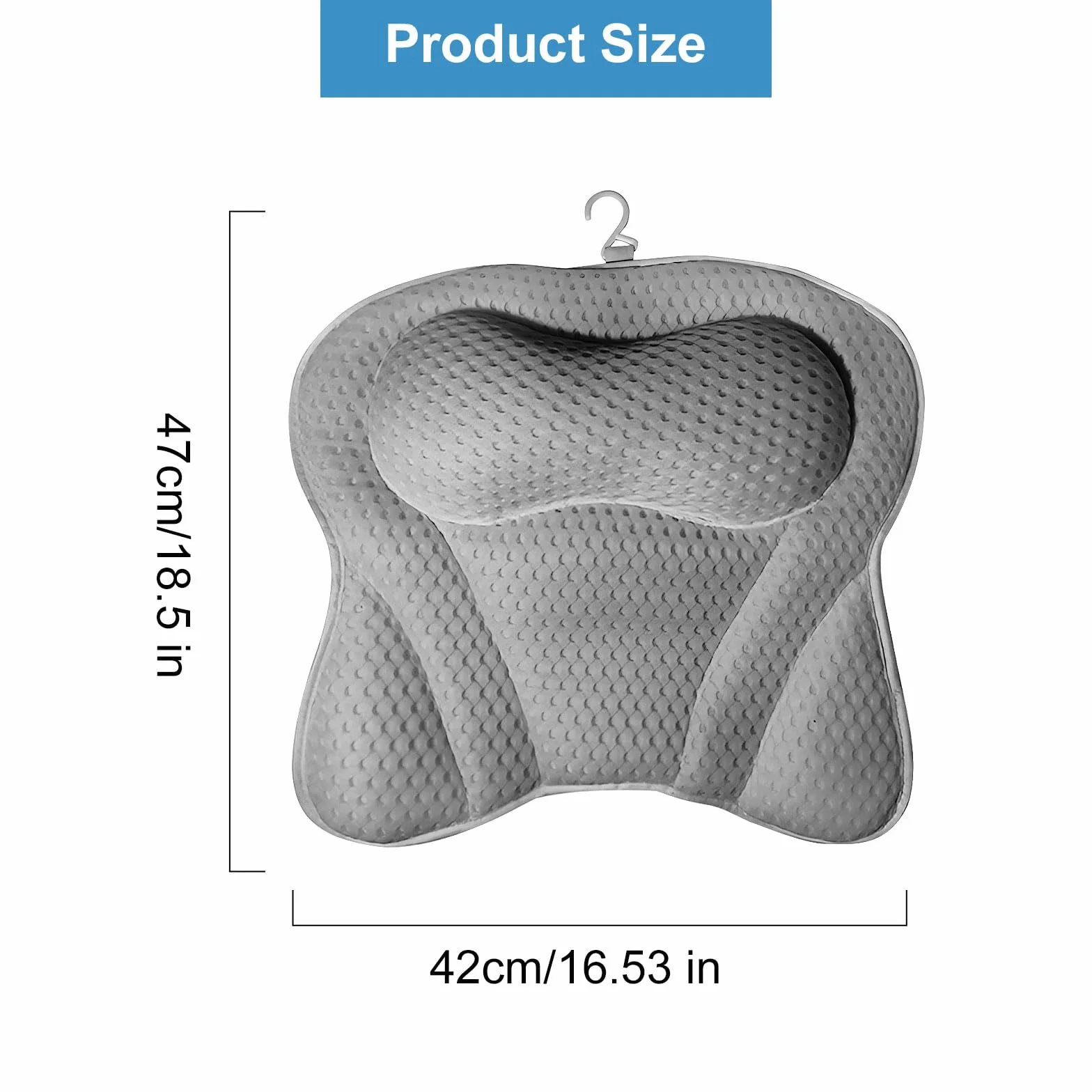 Poduszka do kąpieli, poduszka do wanny 4D Air Mesh z 6 przyssawkami Antypoślizgowa ergonomiczna poduszka do kąpieli może wspierać głowę, szyję, plecy, domowe spa (szary)
