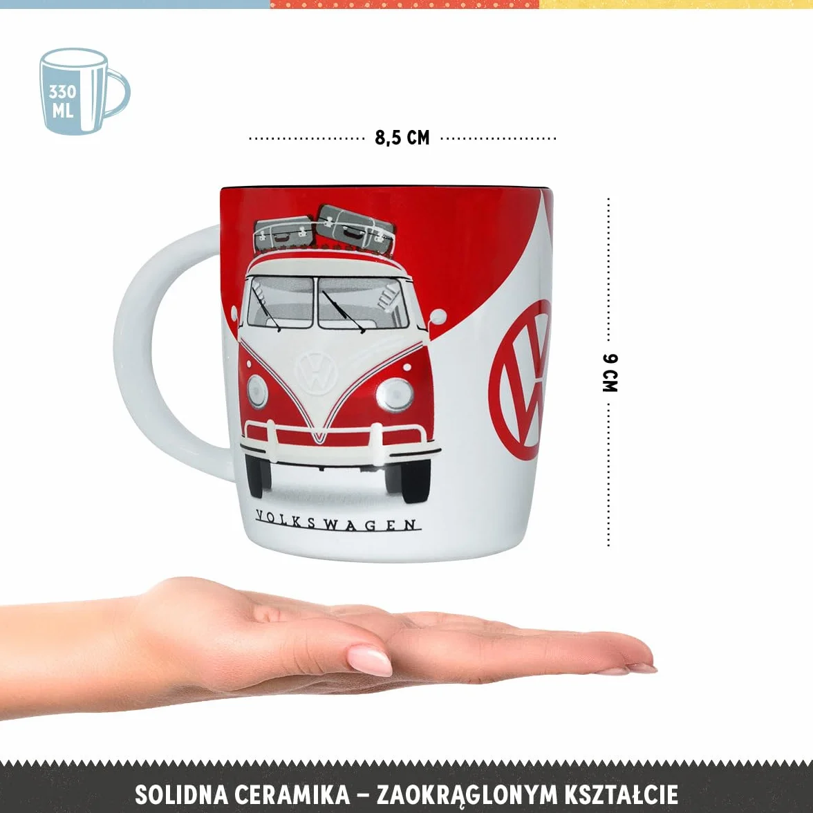Nostalgic-Art Retro kubek, 330 ml, VW – Good In Shape – Pomysł na prezent dla miłośnika Volkswagena Busa, Official License Product (OLP), kubek ceramiczny na kawę, Styl vintage