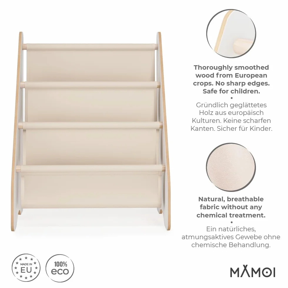 MAMOI® Regał na książki dla dzieci, skrzynka na książki do pokoju dziecięcego, regał na książki, drewniana ławka na książki, meble dziecięce, montessori