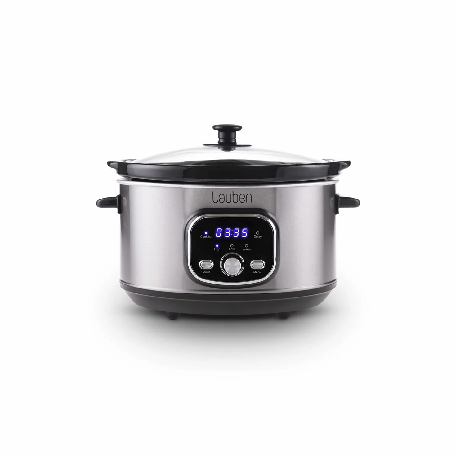 Lauben Slow Cooker 3500SB wolnowar z technologią Thermeffect®, technologia SlowHeat®, książka kucharska, pojemnik wewnętrzny z ceramiki, dwa poziomy temperatury, ręczne ustawienie czasu, 3,5 l