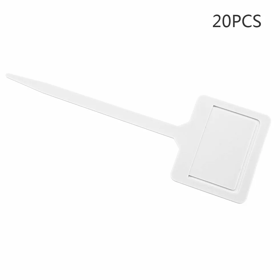 20 szt. Trwałe Etykiety z PVC dla Roślin Ogrodowych do Szkółki Kwiatów z Palikami, do Narzędzia Przechowywania Nasion w Ogrodzie, Rozpoznawania Odmian Roślin (WHITE)