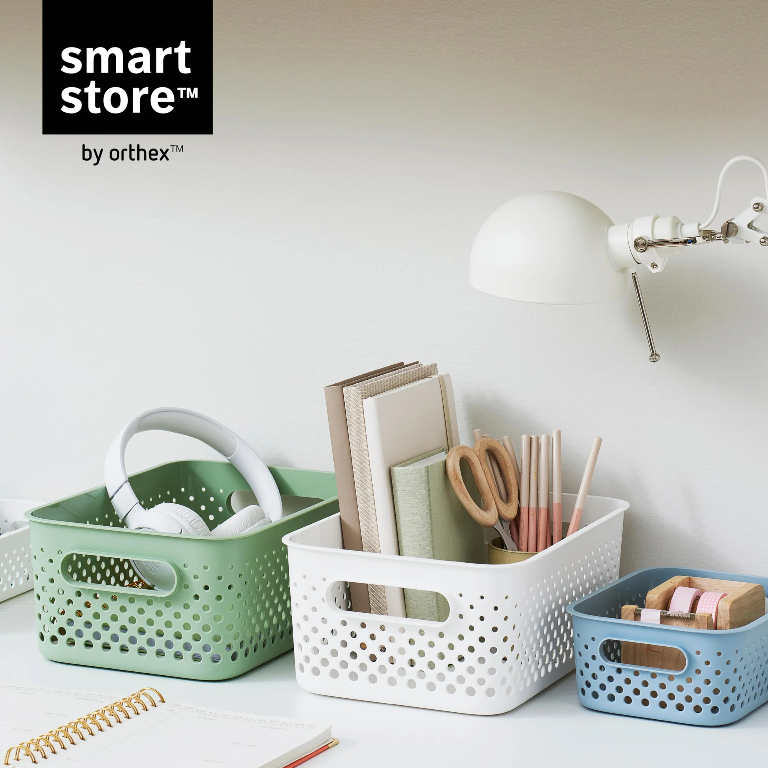 SmartStore Plastikowy kosz do przechowywania z uchwytami, średni 11,4 l, trwały, z recyklingu i zrównoważony, biały, organizer domowy na półki, do kuchni, łazienki + 10-letnia, kosz do
