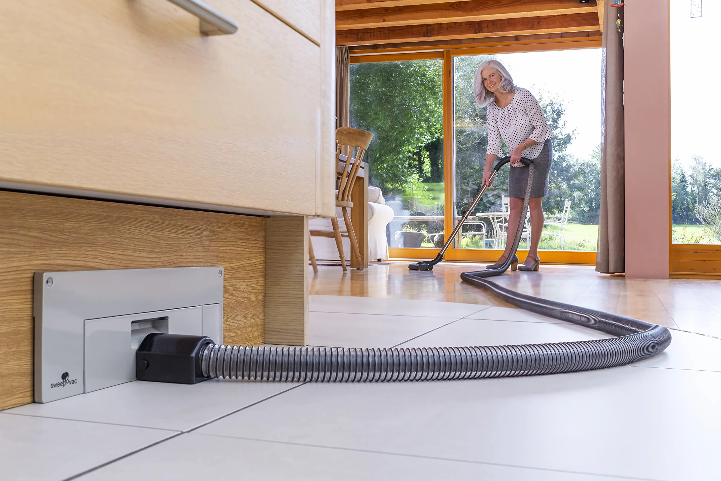 Big Kick Wbudowany odkurzacz kuchenny pod blatem – elegancki, zajmujący mało miejsca konstrukcja do domów, mieszkań, kamperów i kamperów - wydajne ssanie, łatwa instalacja, srebrne