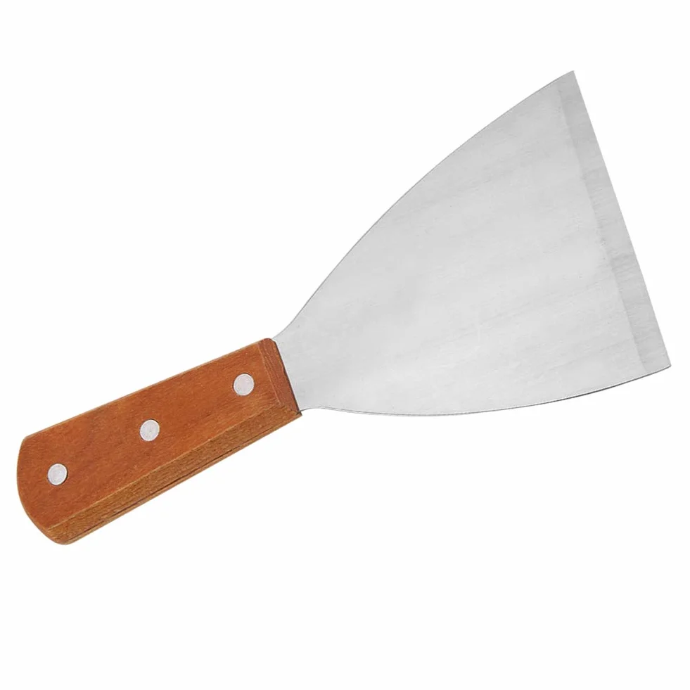 Smash Burger Łopatka Griddle Skrobak Drewno + Stal Nierdzewna Stal Nierdzewna Nieprzywierająca Odporny na Ciepło Bbq Grill Beafsteak Łopatka Turner Narzędzie Kuchenne