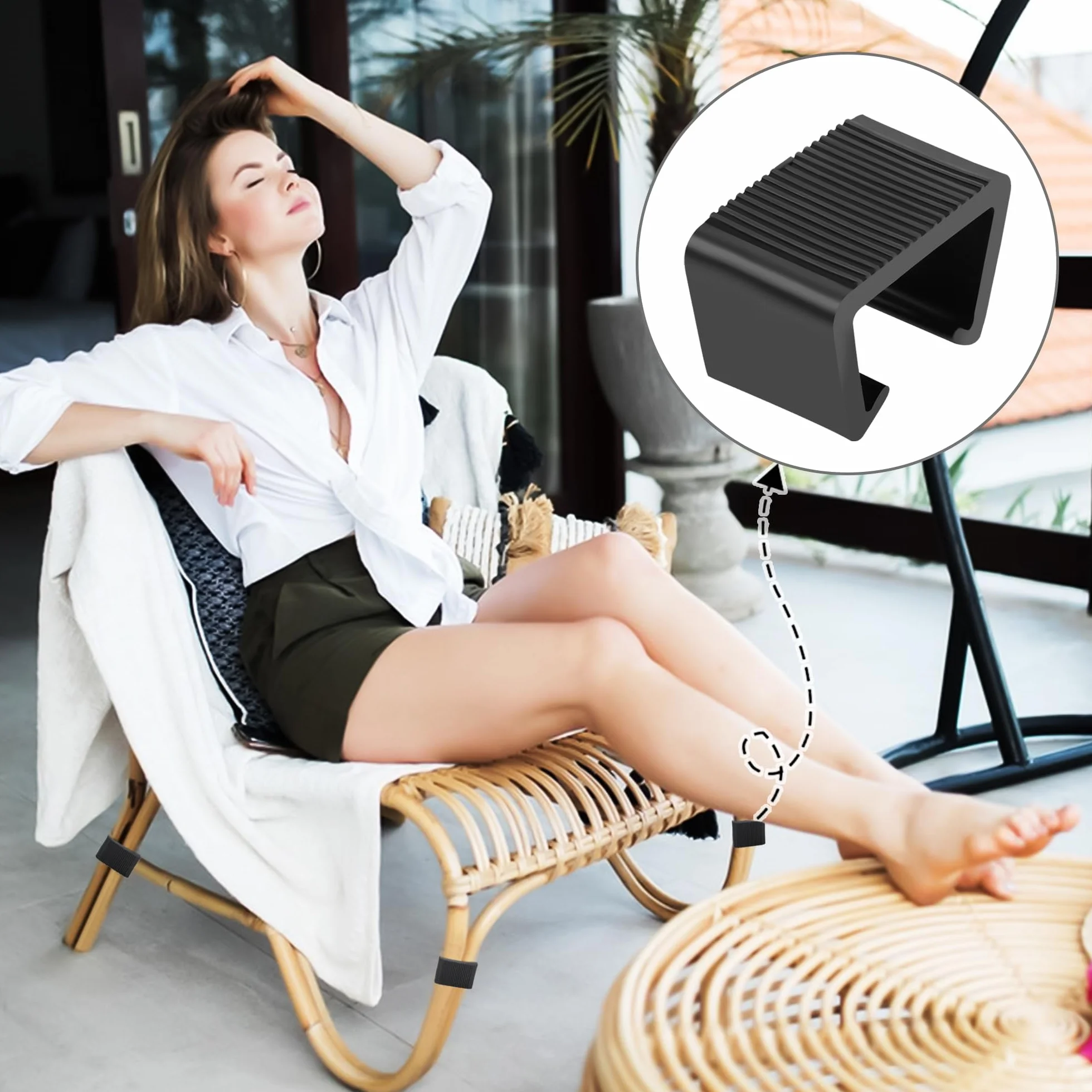 Klipsy do mebli rattanowych plastikowe wiklinowe łączniki do krzeseł na zewnątrz łączniki segmentowe złącze do krzeseł rattanowych sofa 8 szt. czarne