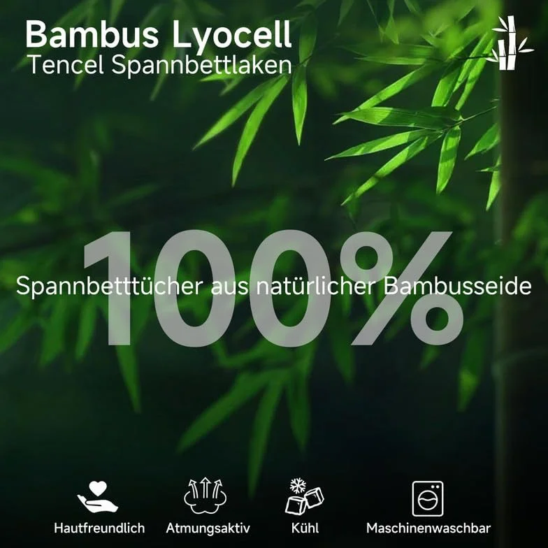 Gezu Bambusowe prześcieradło z gumką Lyocell 120 x 200 cm, szare, 100% naturalny jedwab bambusowy, antybakteryjne, na łóżko kontynentalne, frotte, błyszczące, 120 x 200 cm, na materac do 30 cm