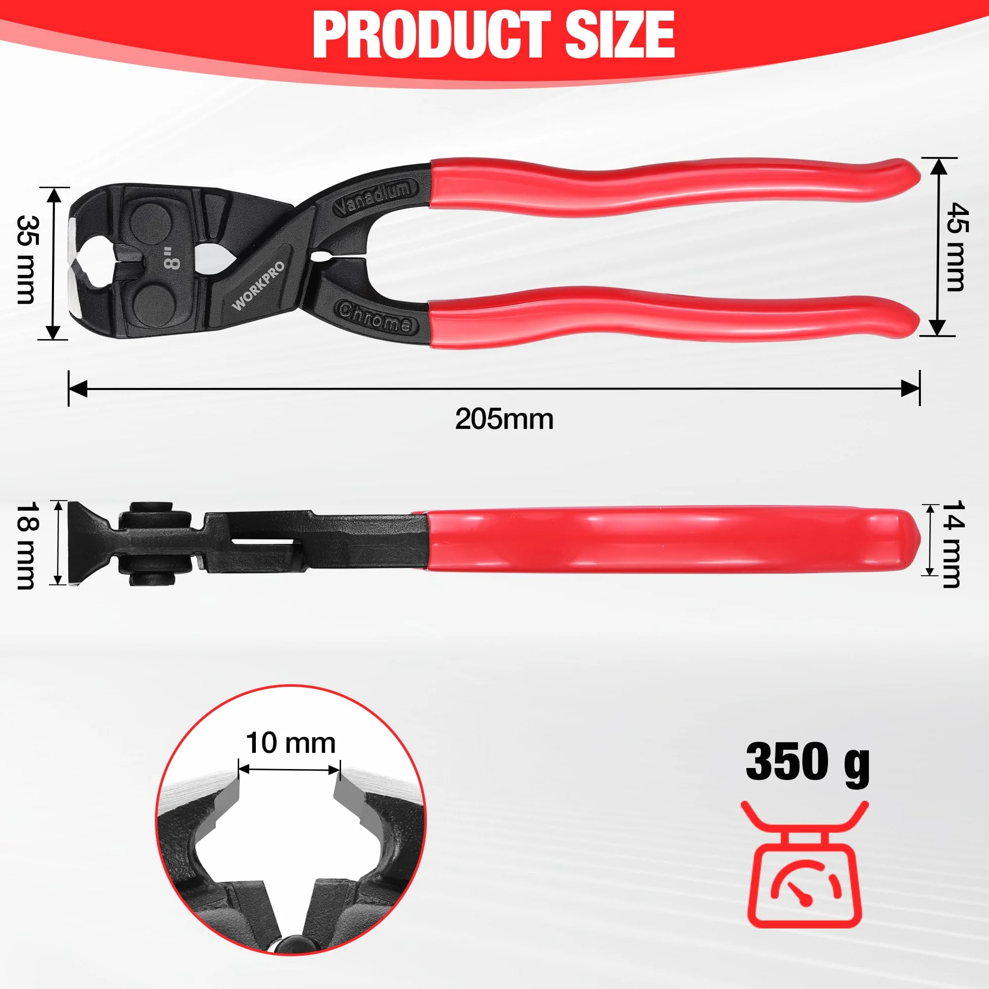 WORKPRO Szczypce tnące z wysoką dźwignią, wytrzymałe, wielofunkcyjne szczypce, ergonomiczne obcęgi stolarskie, 20 cm, narzędzie do ciągnięcia i cięcia paznokci