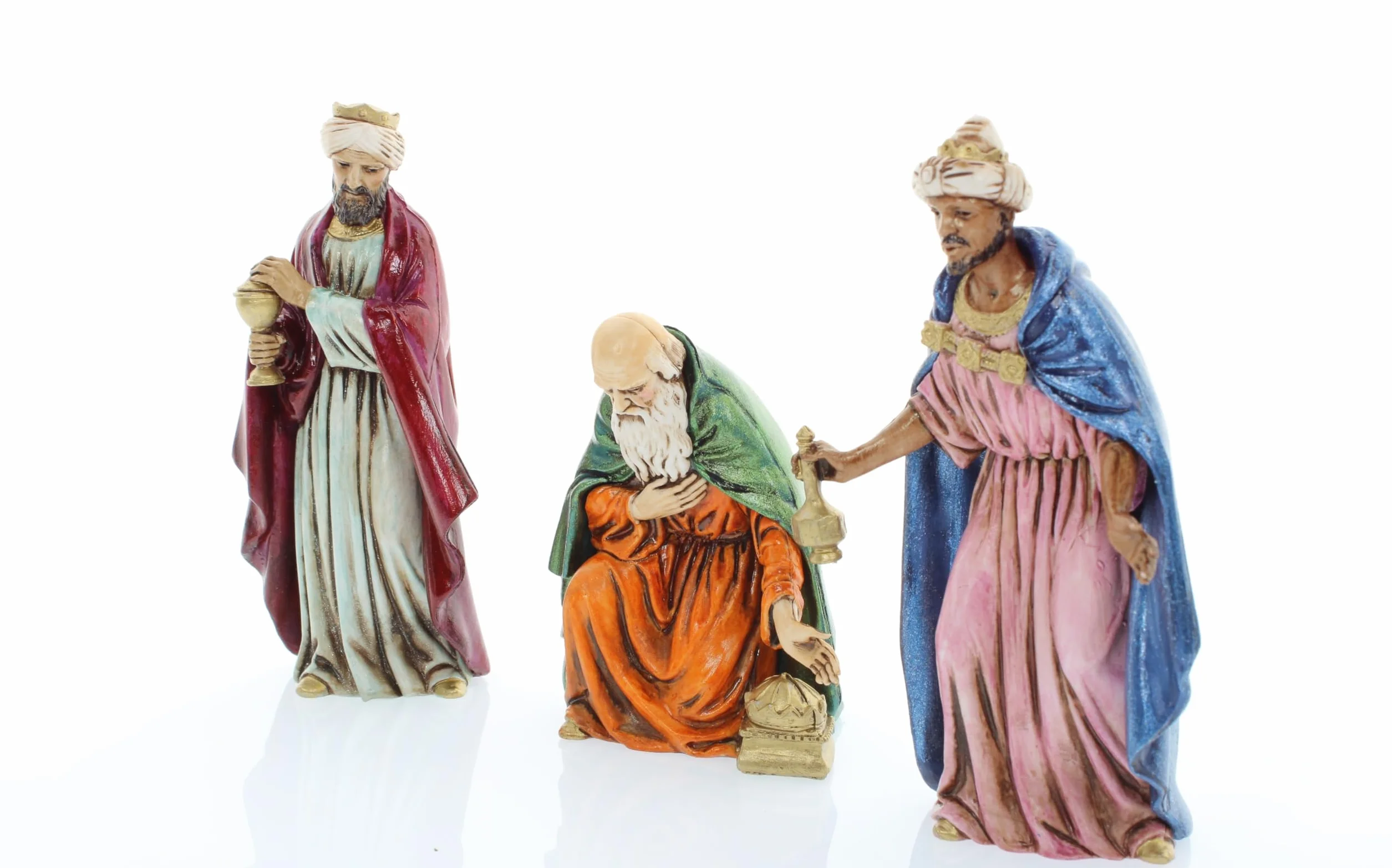 Moranduzzo Tris Król Mędrców do szopki 12 cm w skali 1:15 - Niezniszczalne figurki do szopki - styl 700", ręcznie wykończony obraz, oficjalny produkt, wyprodukowany we Włoszech, rzeźbiarz M. Landi