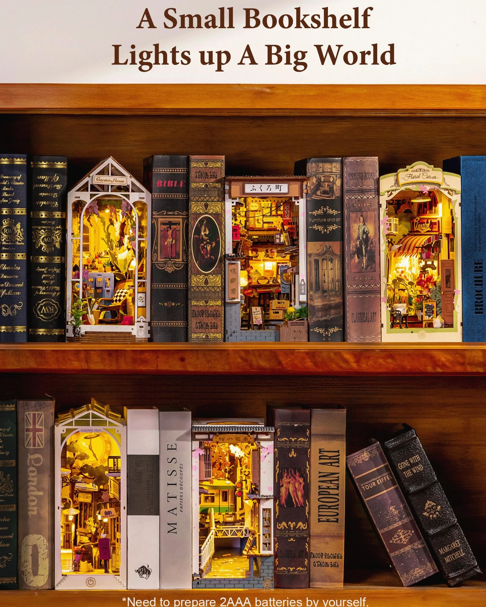 Rolife Book Nook Kit Sakura Wine Alley Booknook Japoński Styl Izakaya DIY Miniaturowy Zestaw Domku dla Dorosłych do Budowania Prezent na Boże Narodzenie i Urodziny Dekoracja Półki na Książki Zestaw
