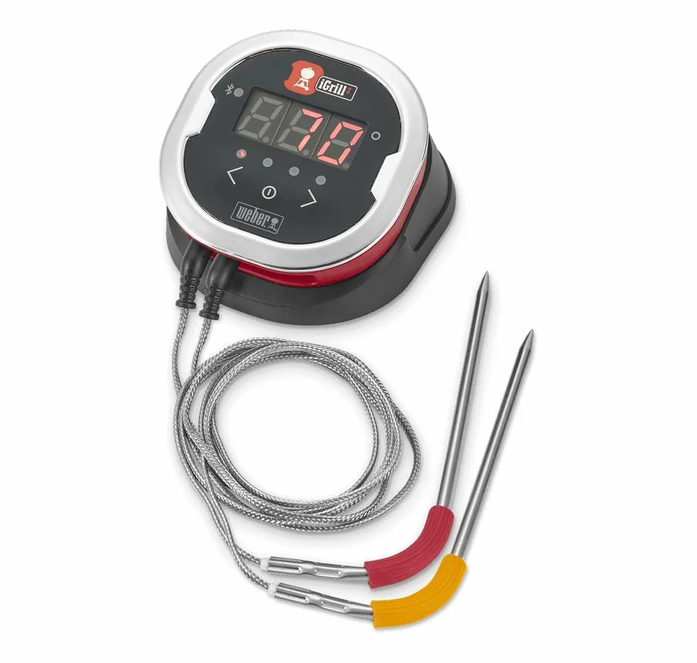 Weber iGrill 2 - inteligentny termometr do mięsa z Bluetooth w zestawie z sondą (4 możliwe podłączenia), kontrola na urządzeniu lub za pomocą aplikacji na smartfona (7221)