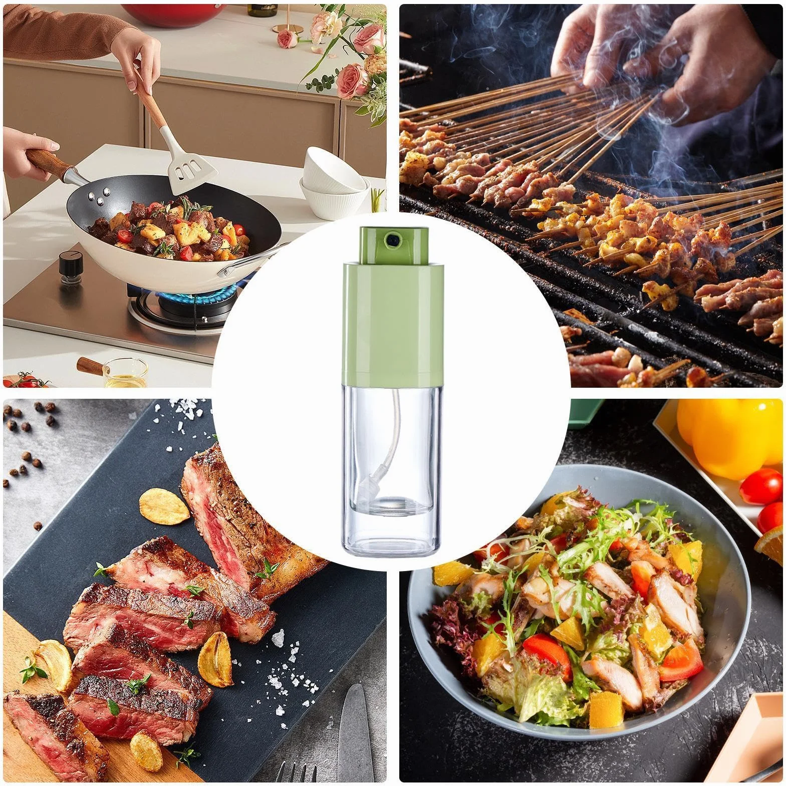 Butelka Do Rozpylania Oliwy | Nieprzeciekający Precyzyjny Chowany | Spray oleju spożywczego | Do Pieczenia Smażenia Polewania BBQ Mięsa Sałatek Frytkownicy Powietrznej Domu I Restauracji