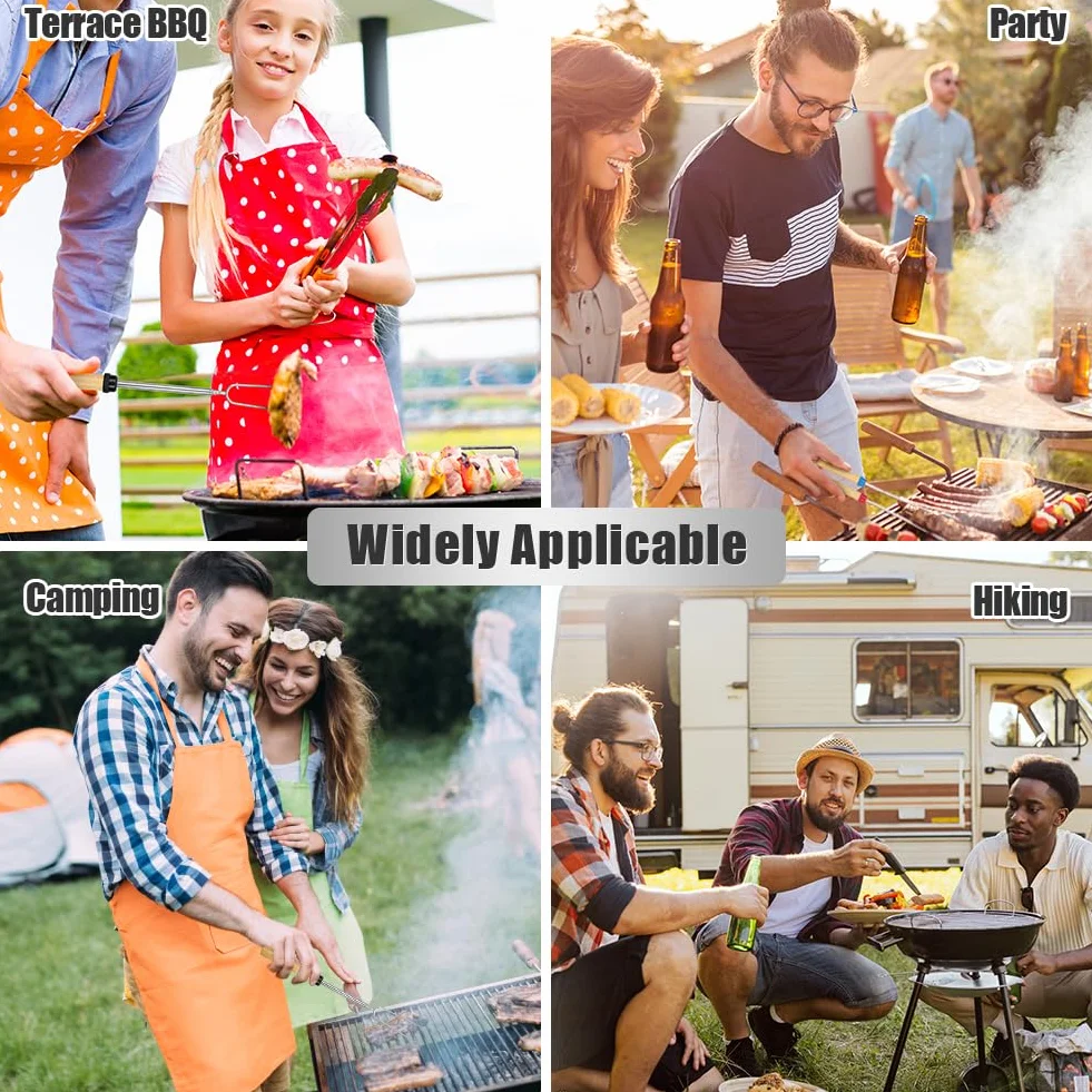 OFFCUP Widelce do grilla, 8 szt. widelców do tostów piankowych, wysuwane patyczki do pieczenia pianki ze stali nierdzewnej, widelce do hot dogów, szaszłyki do grilla i ogniska