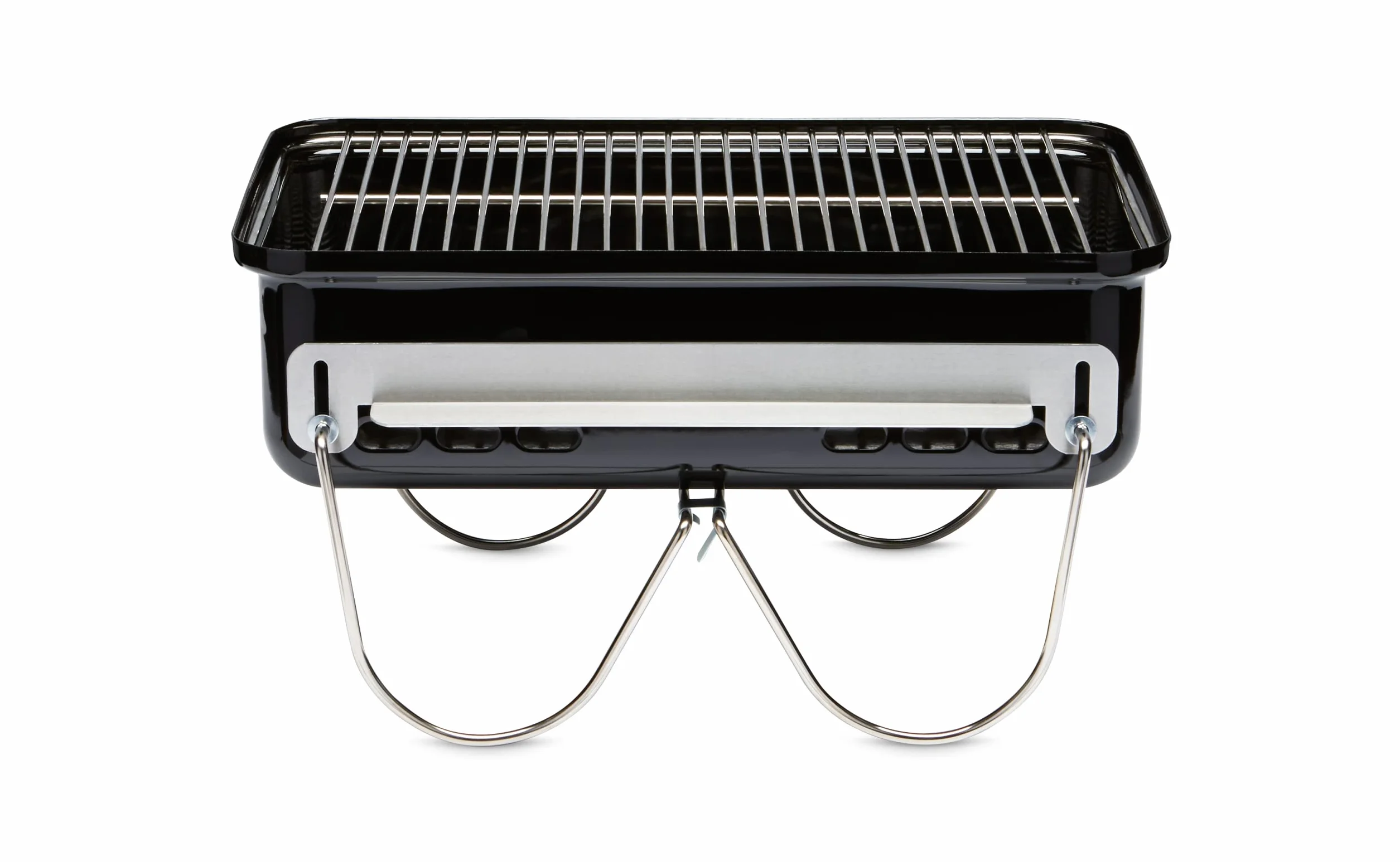 Weber Go-Anywhere Grill węglowy, powierzchnia grilla 42 x 26 cm, lekki przenośny grill BBQ, grill z emaliowaną misą i pokrywą, składane nóżki - Czarny (1131004)