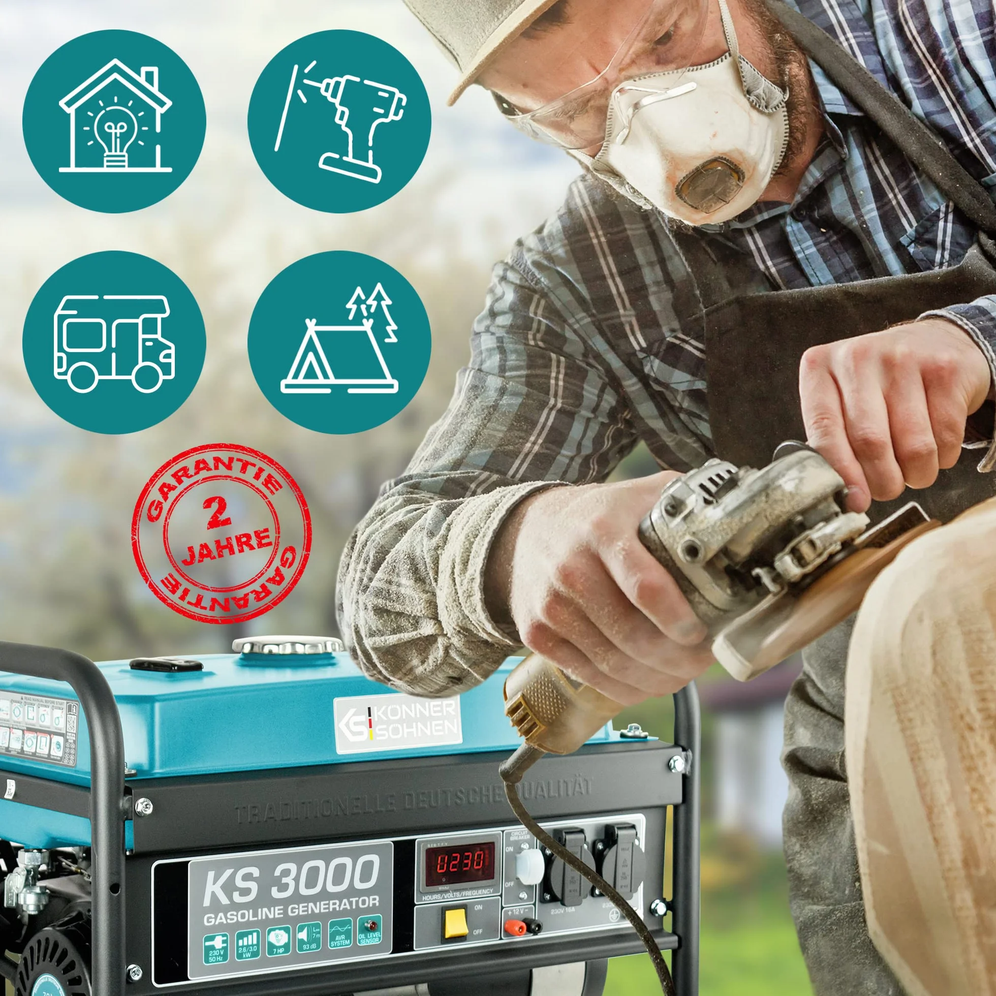 Agregat prądotwórczy Könner & Söhnen KS 3000 Generator benzyna 3000W 7kM 230V 16A