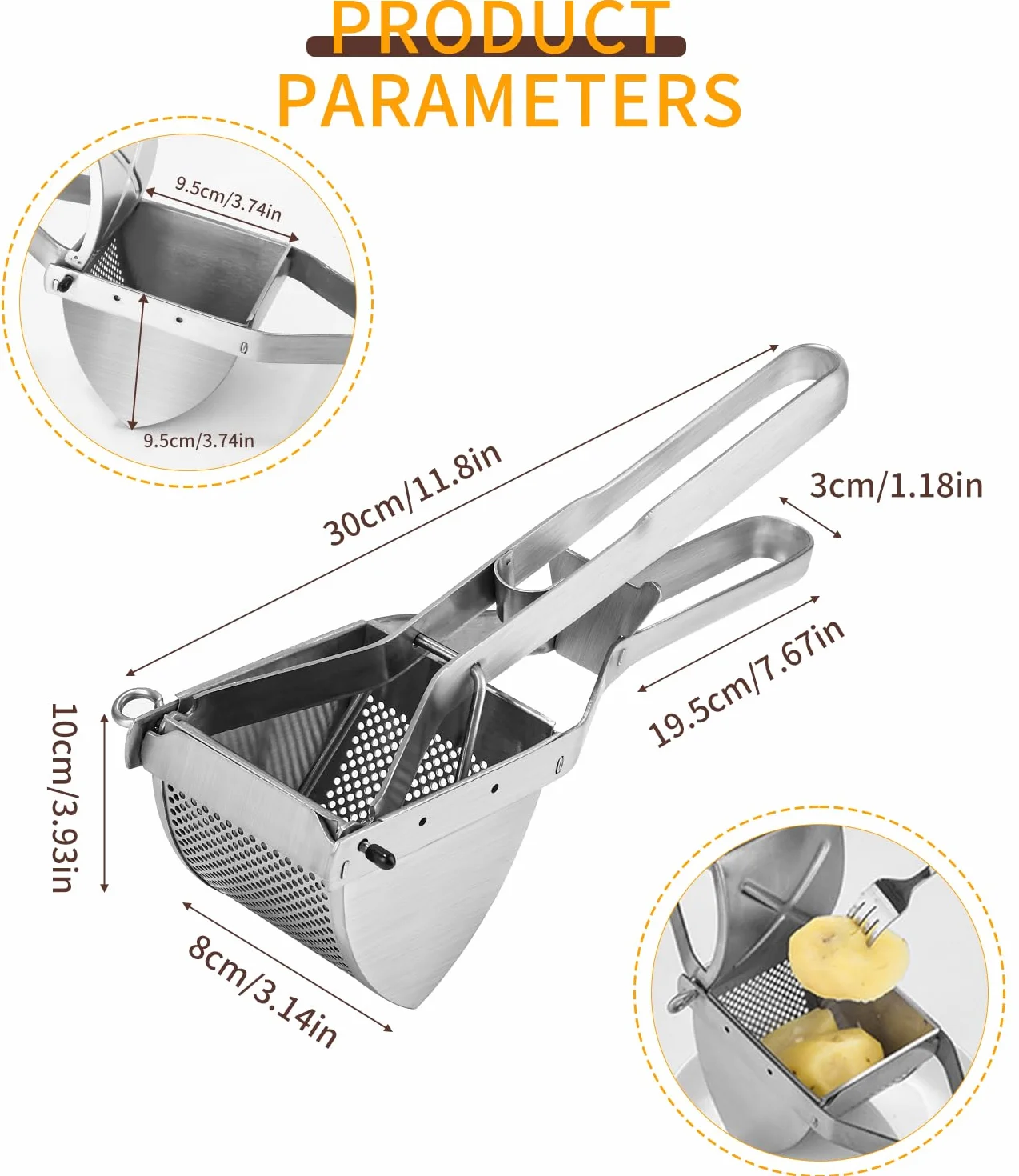 Stainless Steel Potato Press