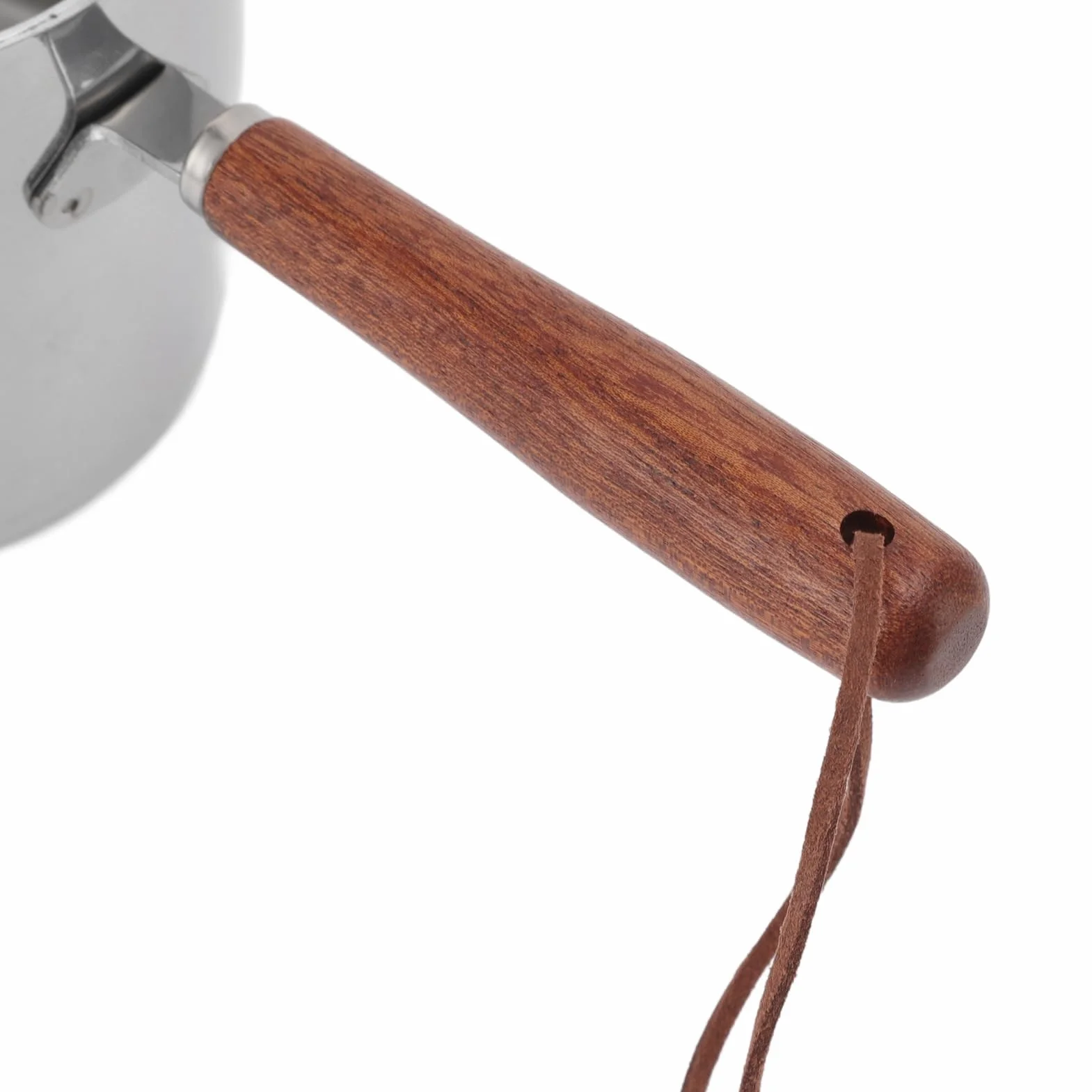 Mini Podgrzewacz do Masła ze Stali Nierdzewnej 450ML - Mała Patelnia do Sosu z Drewnianą Rączką
