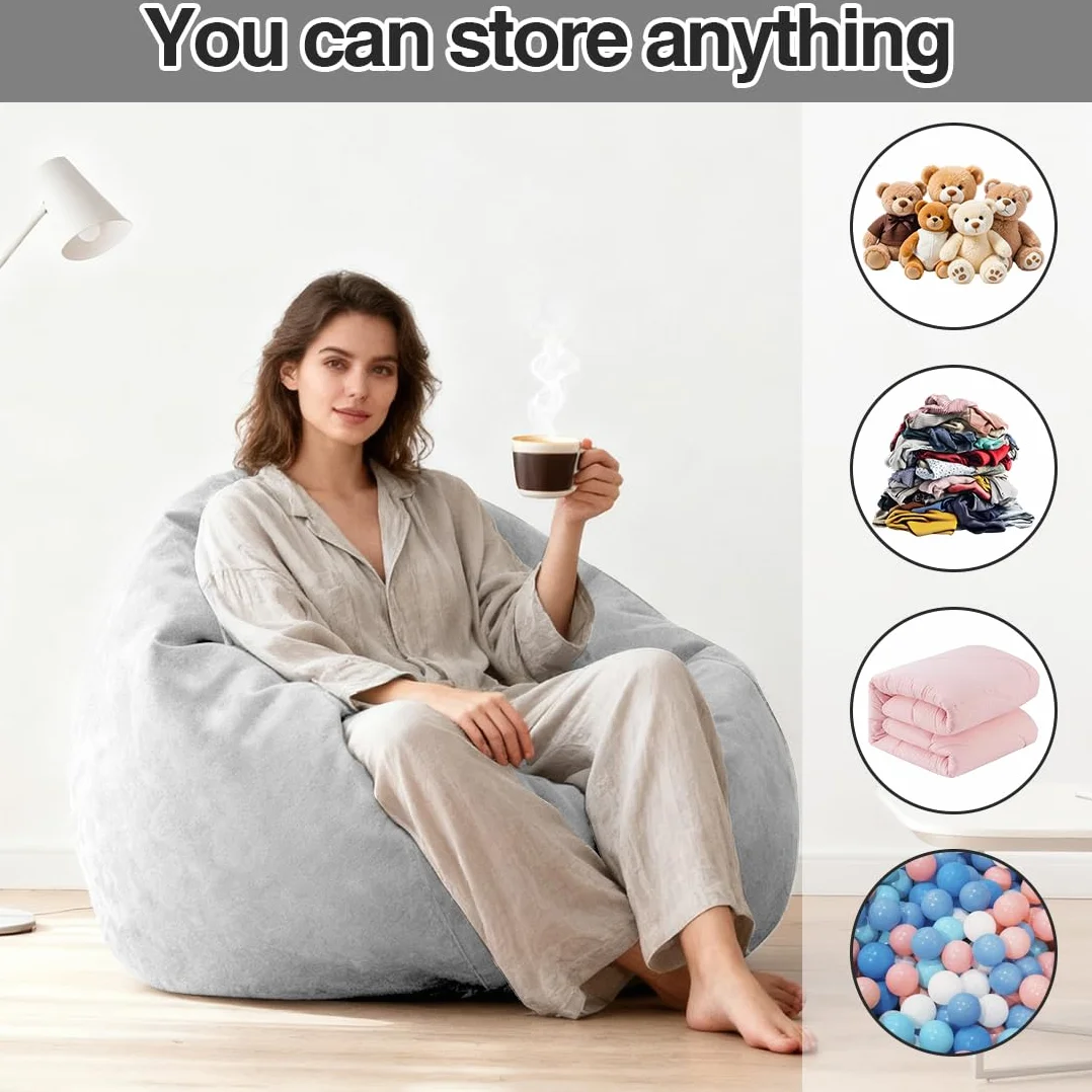 Worek do siedzenia dla dzieci i dorosłych, 100 x 120 cm worek do siedzenia dla dorosłych, duży worek gamingowy XL Bean Bag Chair, tylko pokrowiec bez wypełnienia, krzesło worek do siedzenia do wnętrz