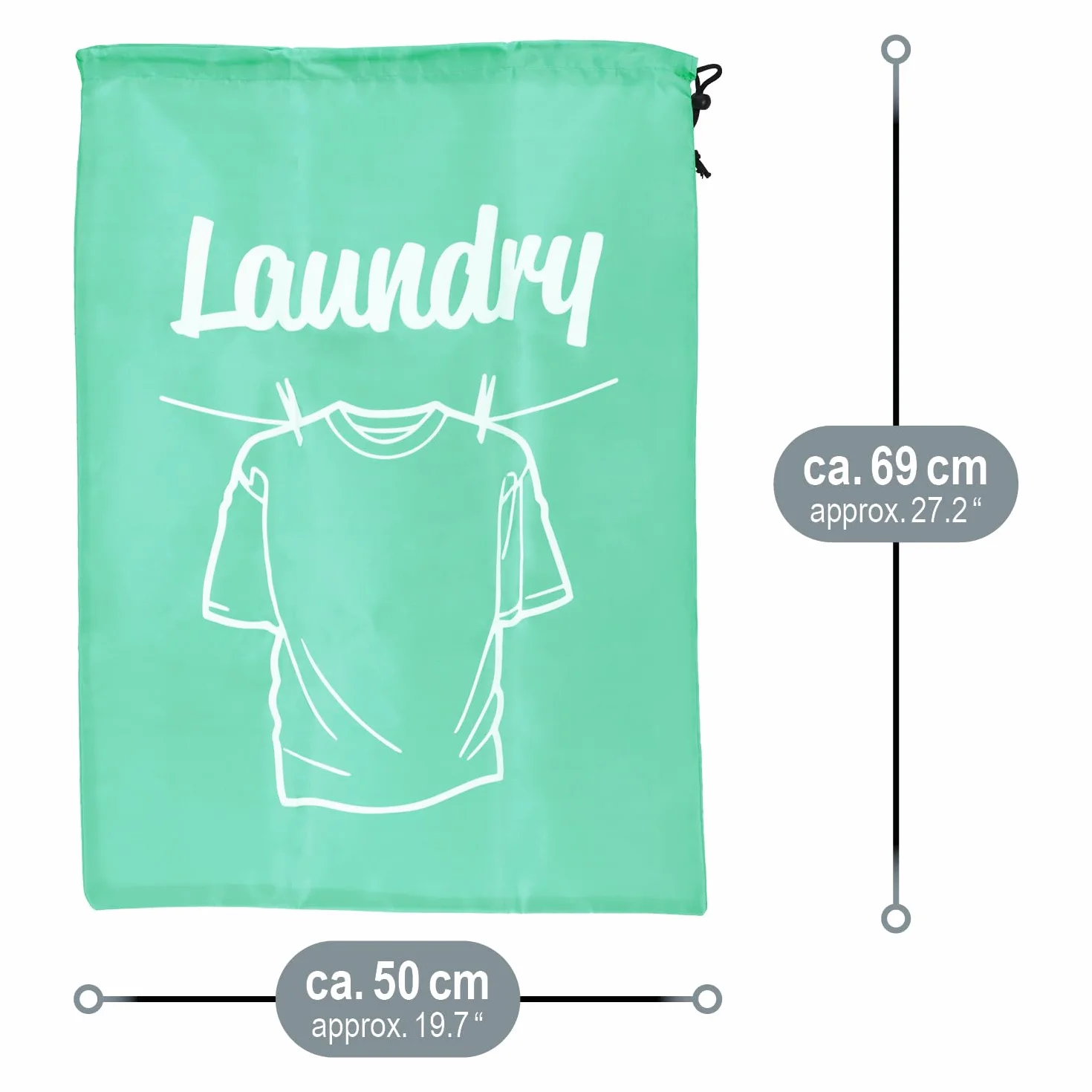 COM-FOUR® 2x torby na pranie - torba na brudną bieliznę - kosz na pranie ze sznurem - torby 69 x 50 cm (02 sztuki - mietowo-zielone/różowe)