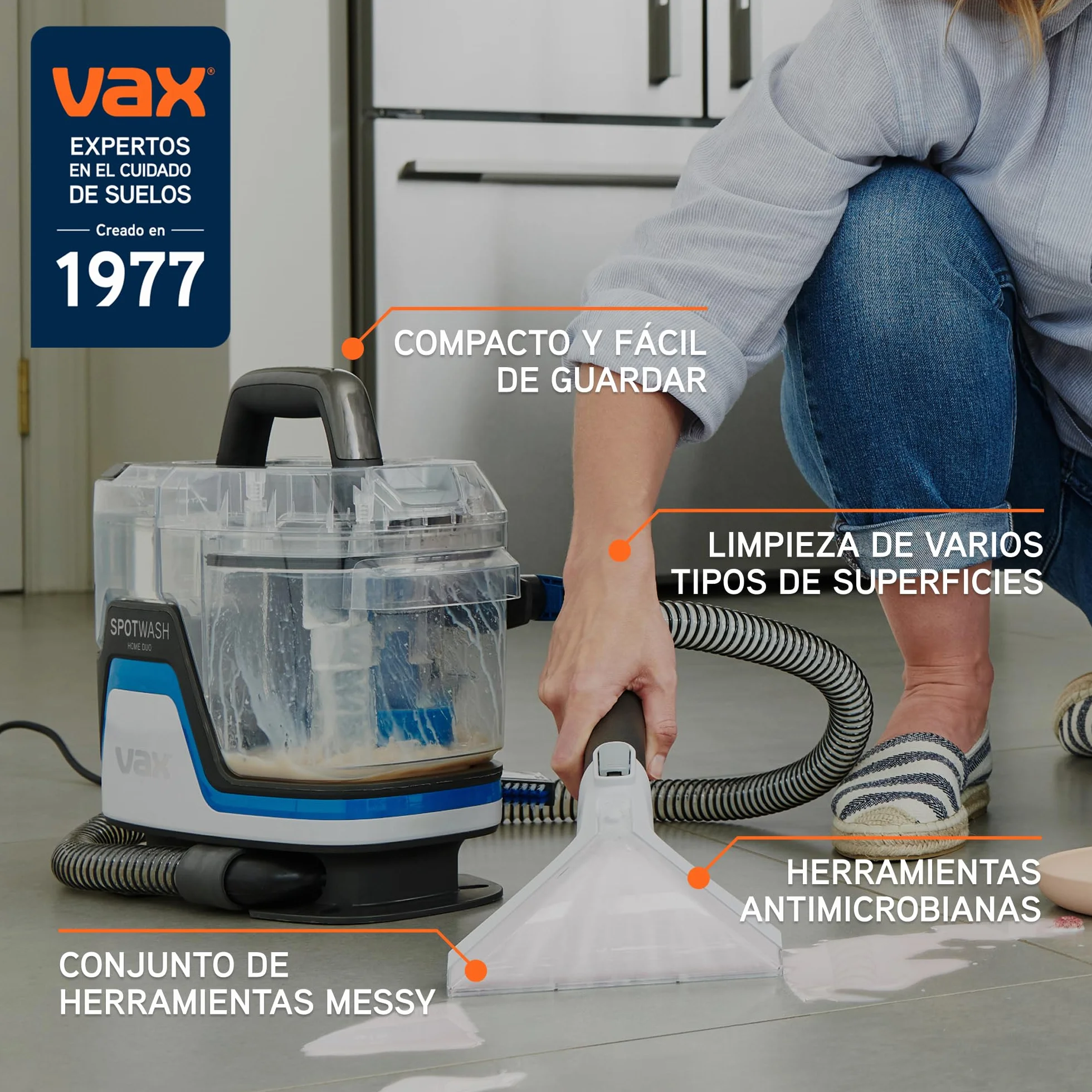 Vax SpotWash Home Duo Pet-Design Spot Cleaner, środek do czyszczenia dywanów i tapicerki z technologią SpinScrub, czyszczenie dla zwierząt domowych, szybkie suche i średnie zbiorniki