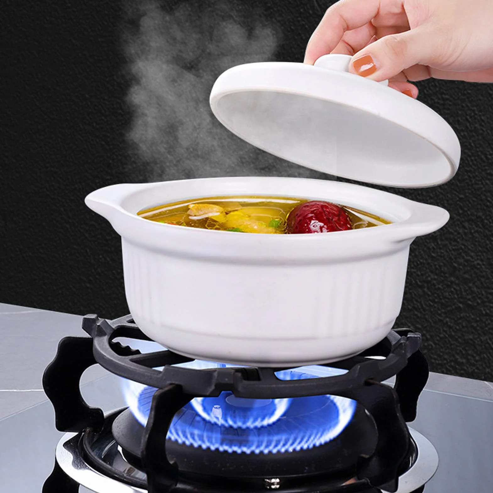 Wok Ring uniwersalny stojak na kuchenkę gazową wykonany z żeliwa na kuchenkę gazową do kuchenki gazowej Wok pierścień podtrzymujący żaroodporne stojaki na garnki do kuchenek górnych ciepła dusić