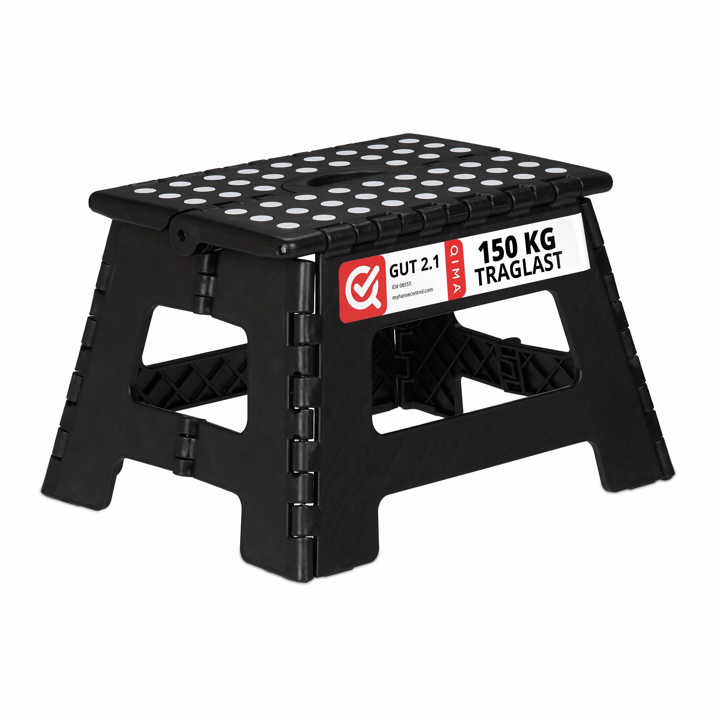 Relaxdays Składany stołek M, przenośny, do podróży i łazienki, dla dzieci, do 150 kg, tworzywo sztuczne, 22 cm, czarny