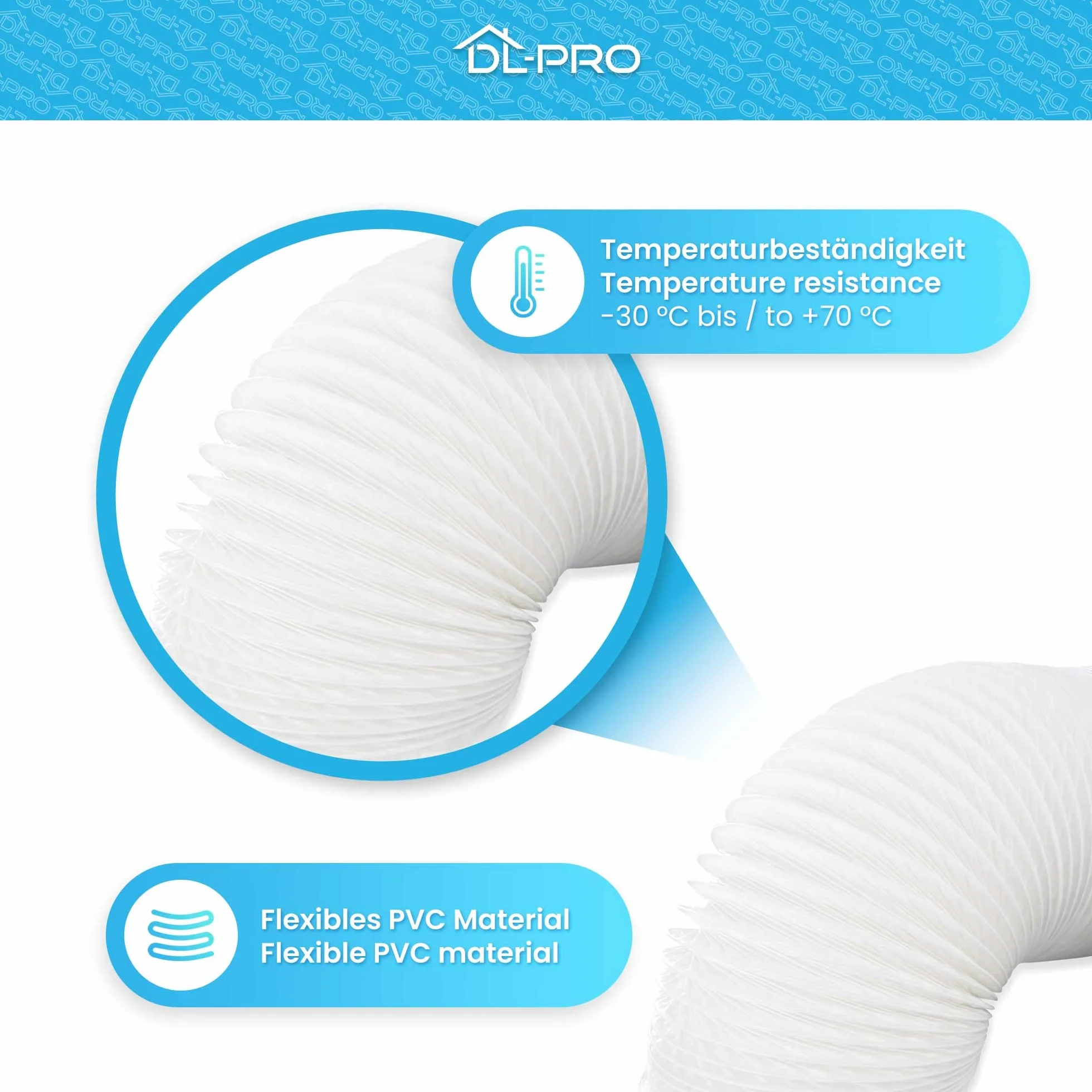Wąż spustowy powietrza PVC 1,5 m 100/102 mm do klimatyzacji suszarki bębnowej