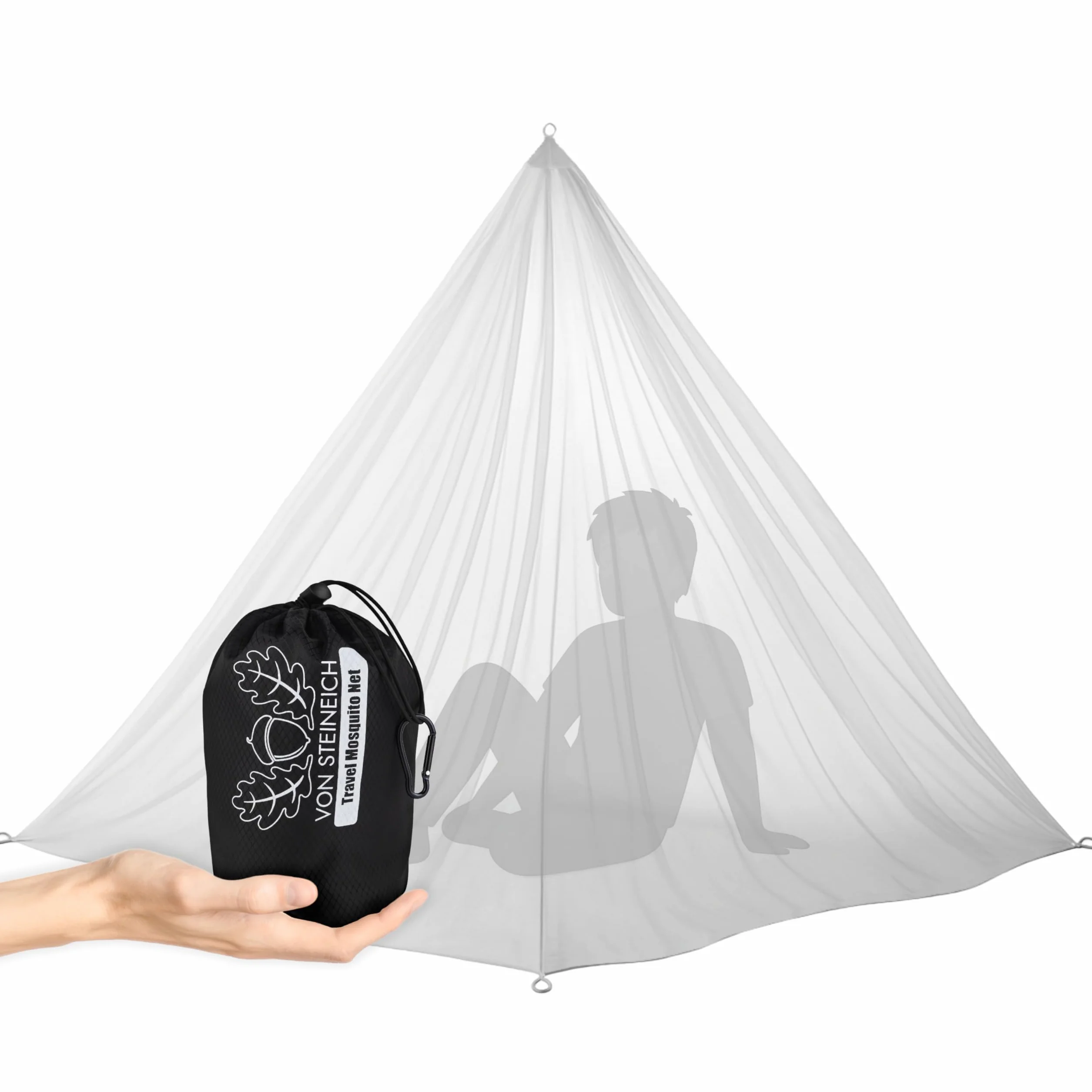 Moskitiera podróżna 220 cm x 170 cm, bardzo lekka, idealna na wędrówki, kemping i wakacje