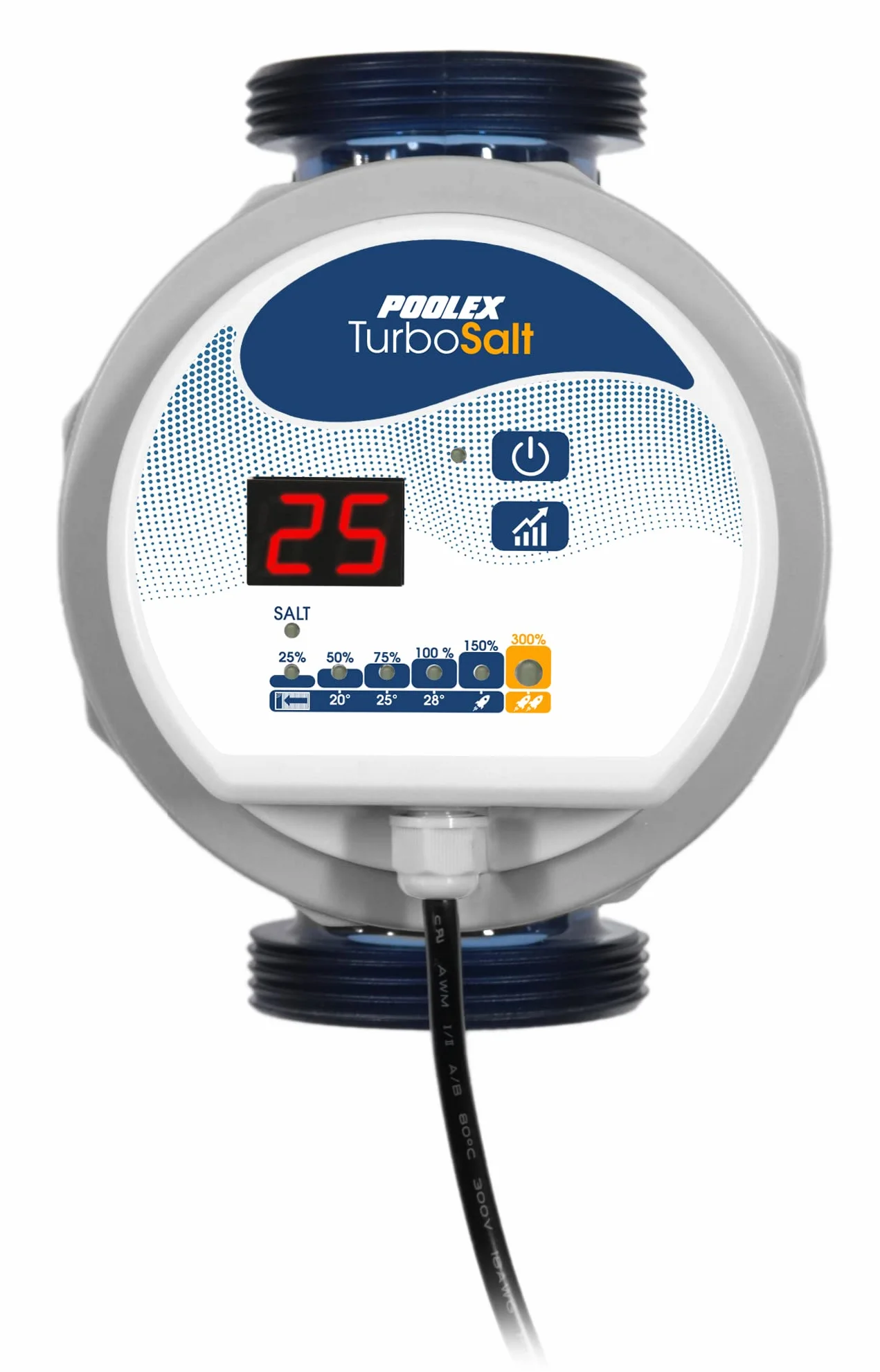 Poolex - Turbo Salt – kompaktowy system elektrolizy basenowej – nadaje się do wszystkich typów filtrów – naturalne uzdatnianie wody – do 10 m3 – automatyczna konserwacja – 4 tryby pracy – model 100