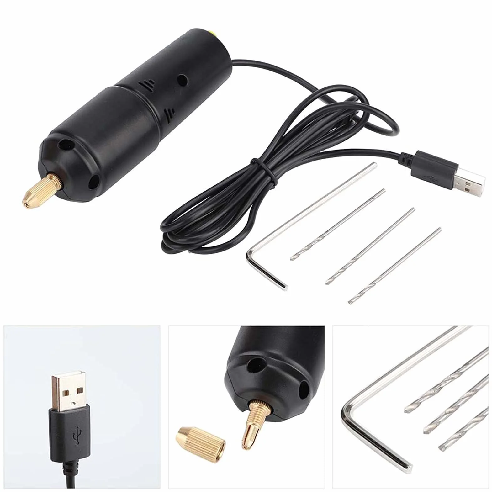 Mini Wiertarka do Biżuterii Mini Mikro Elektryczna Wiertarka Ręczna, Przenośna Ręczna Wiertarka DC 5 V do Drewnianego Plastikowego Papieru do Wiercenia na Płycie Aluminiowej, do PCB 0,7 do 1. 3 Mm Uch