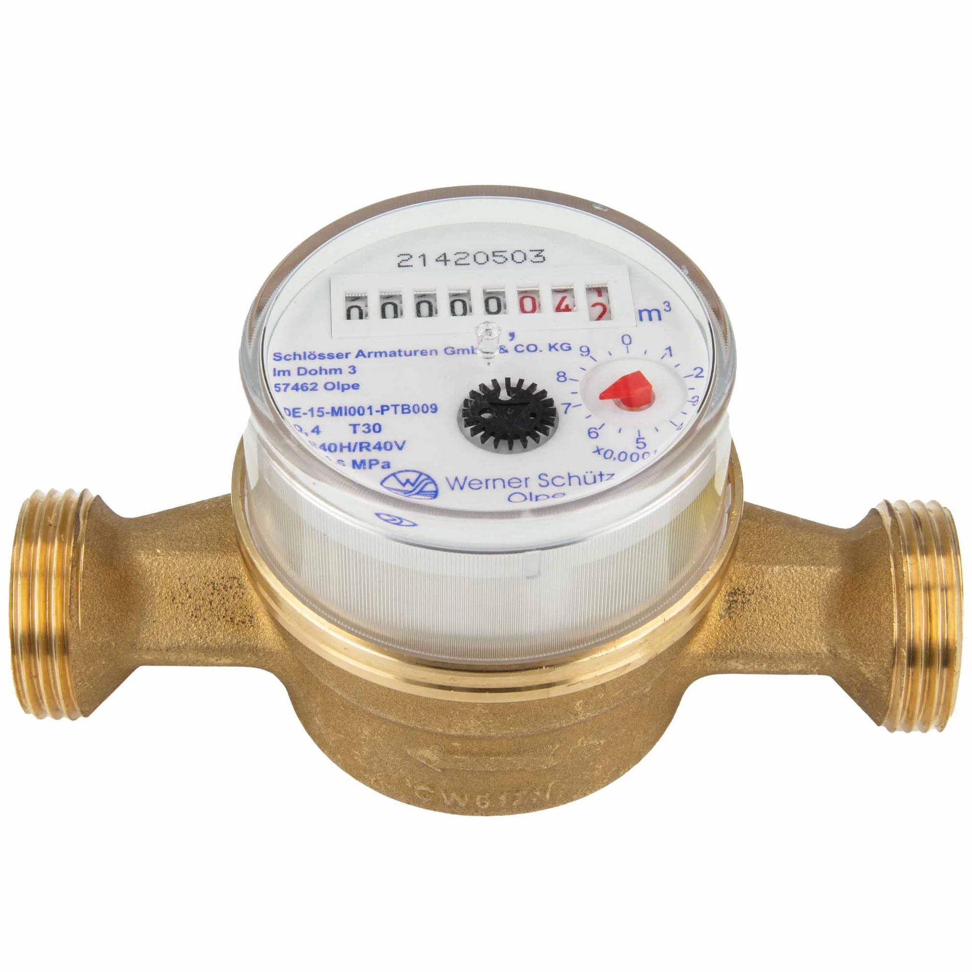 JS miernik promiennikowy ETW (zimna woda) do 30 stopni - długość 130 mm, 1 cal AG - Q3=4,0 / R40