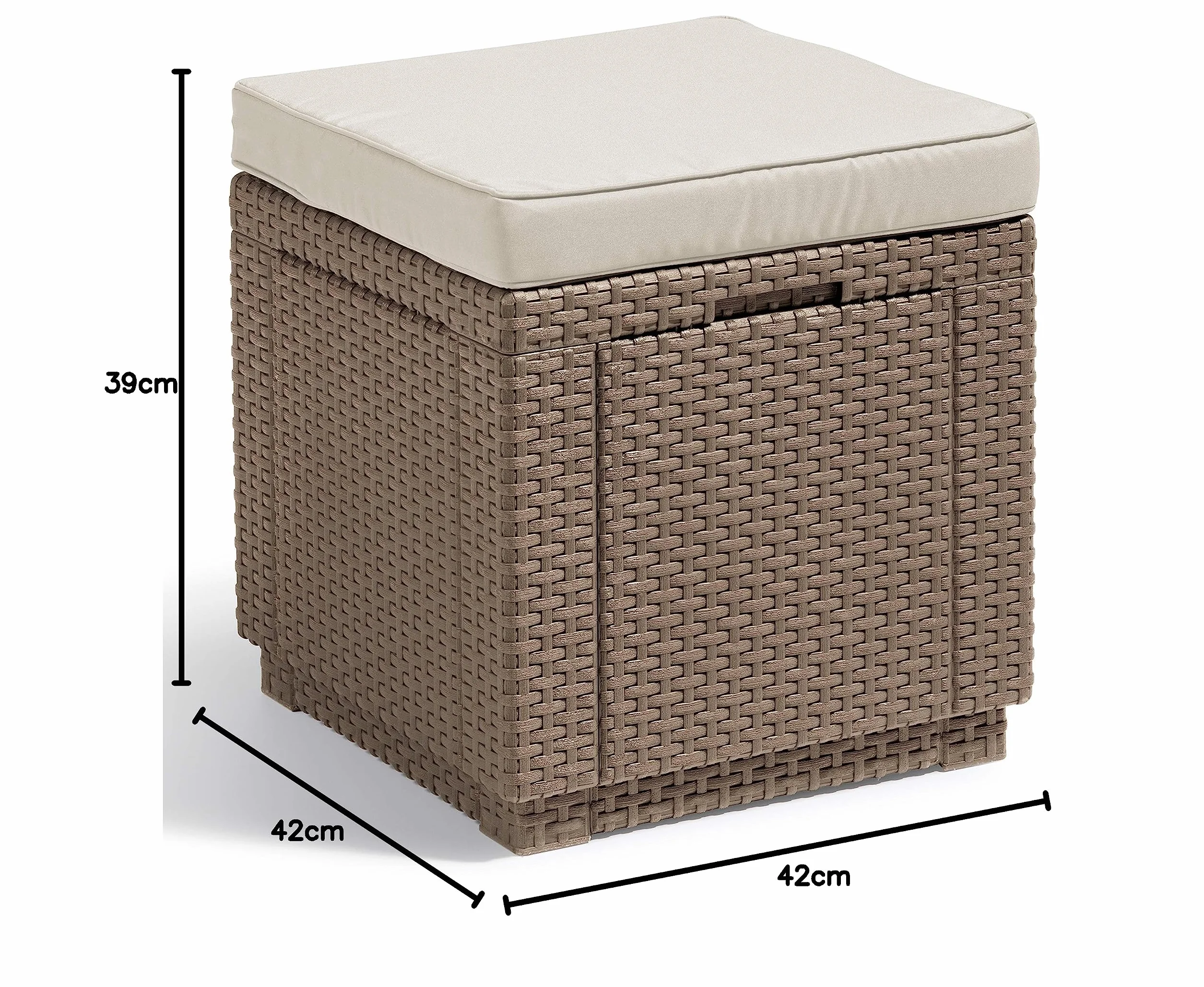 Allibert Keter Cube Taboret, Brązowy, 42 x 42 x 39 cm