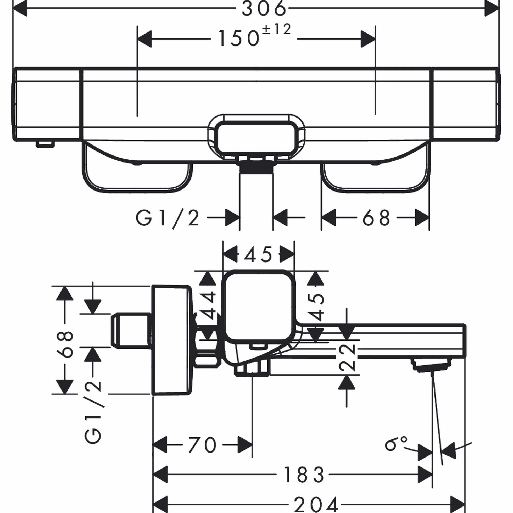 hansgrohe Ecostat E - bateria termostatyczna wannowa natynkowy, armatura wannowa z zabezpieczeniem przy 40 °C, thermostat kwadratowy, kran do 2 odbiorników, chrom, 15774000