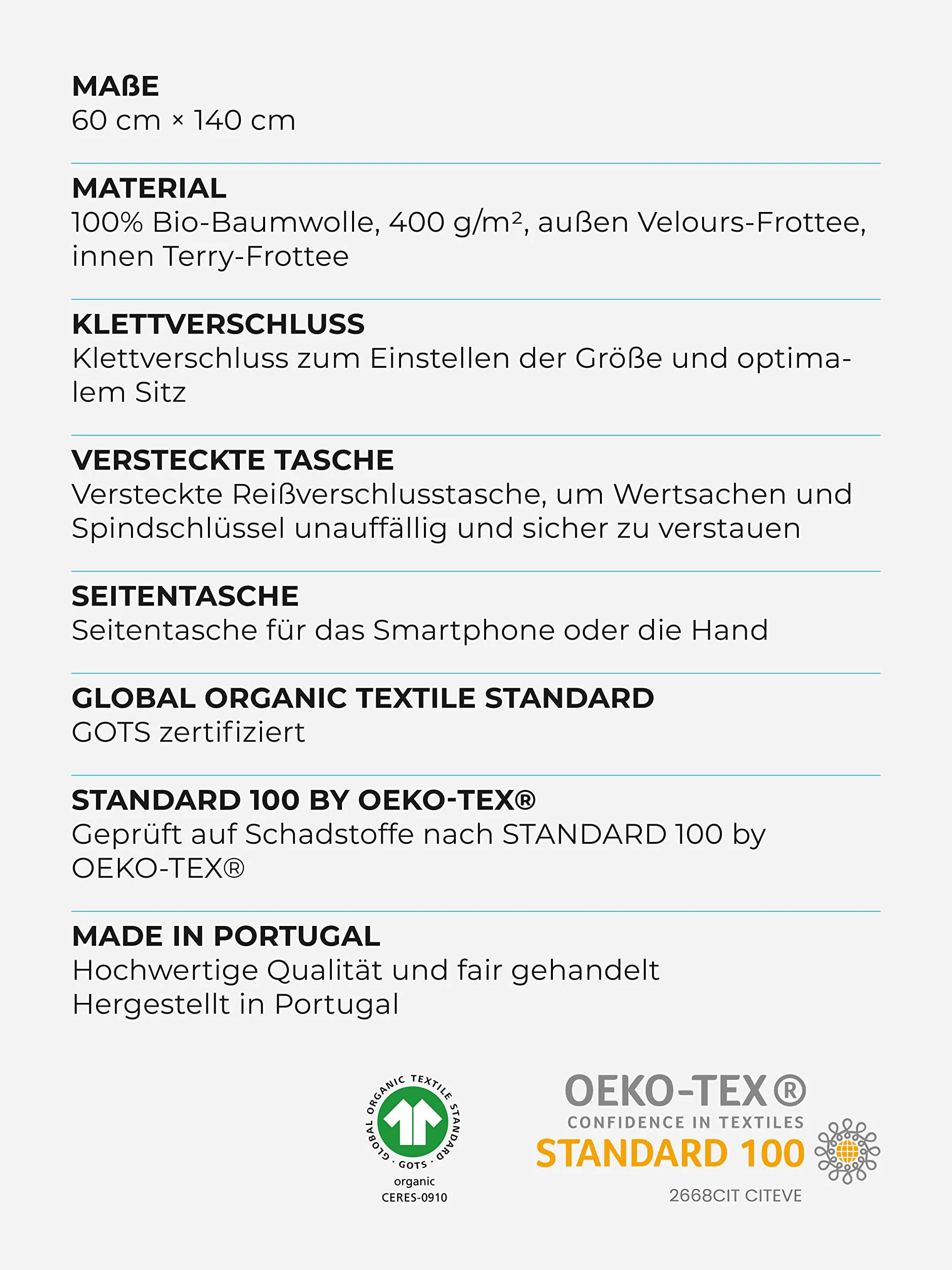Sowel® Męski kilt do sauny, 100% bawełna ekologiczna, ręcznik do sauny z zapięciem na rzepy, 60 x 140 cm, granatowo-szary