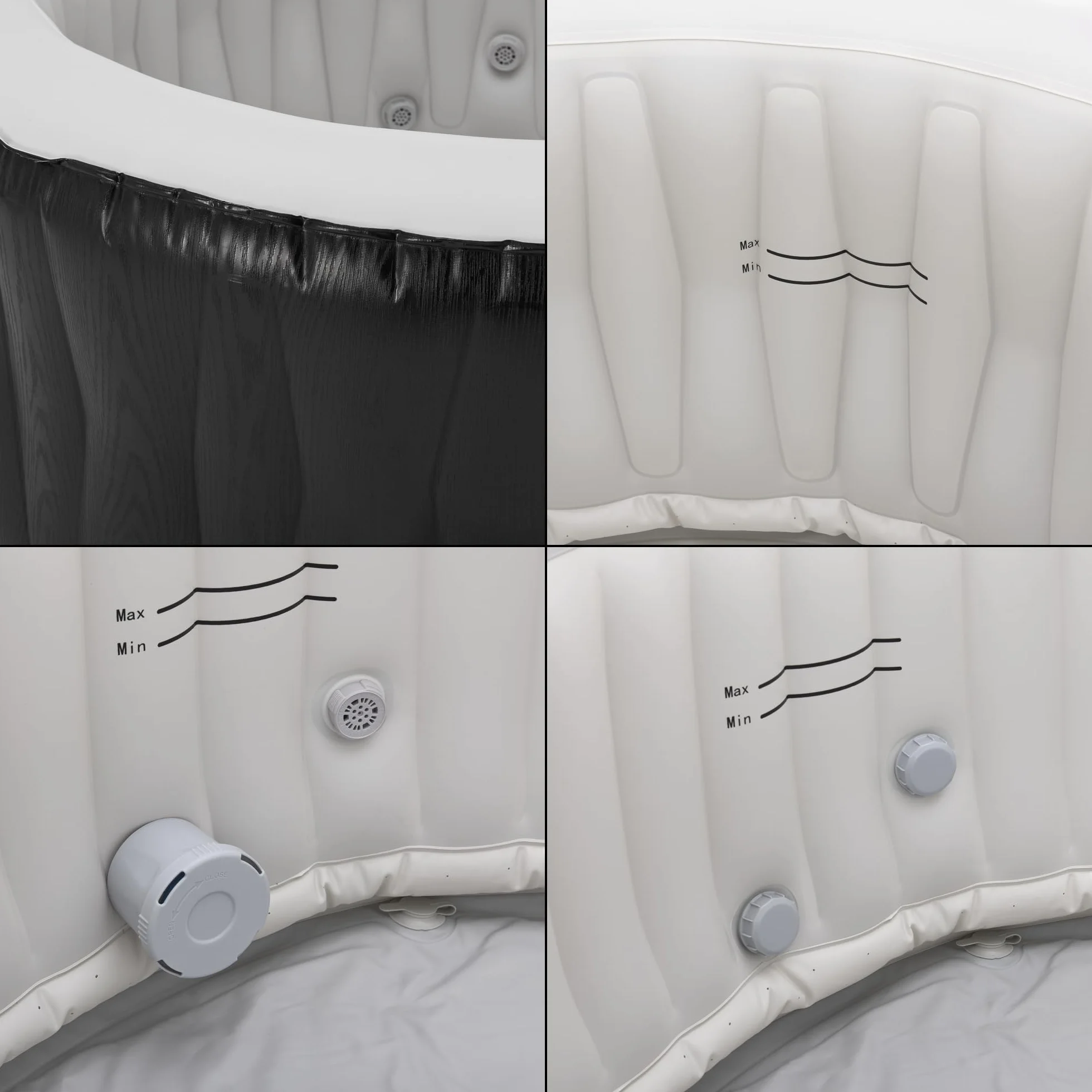 pro.tec Nadmuchiwany basen z hydromasażem Carbone dla 3 osób zewnętrzna wanna spa z masażem i 105 dyszami masującymi basen z pompą i filtrem 165 x 70 cm podgrzewany basen ogrodowy okrągły czarny