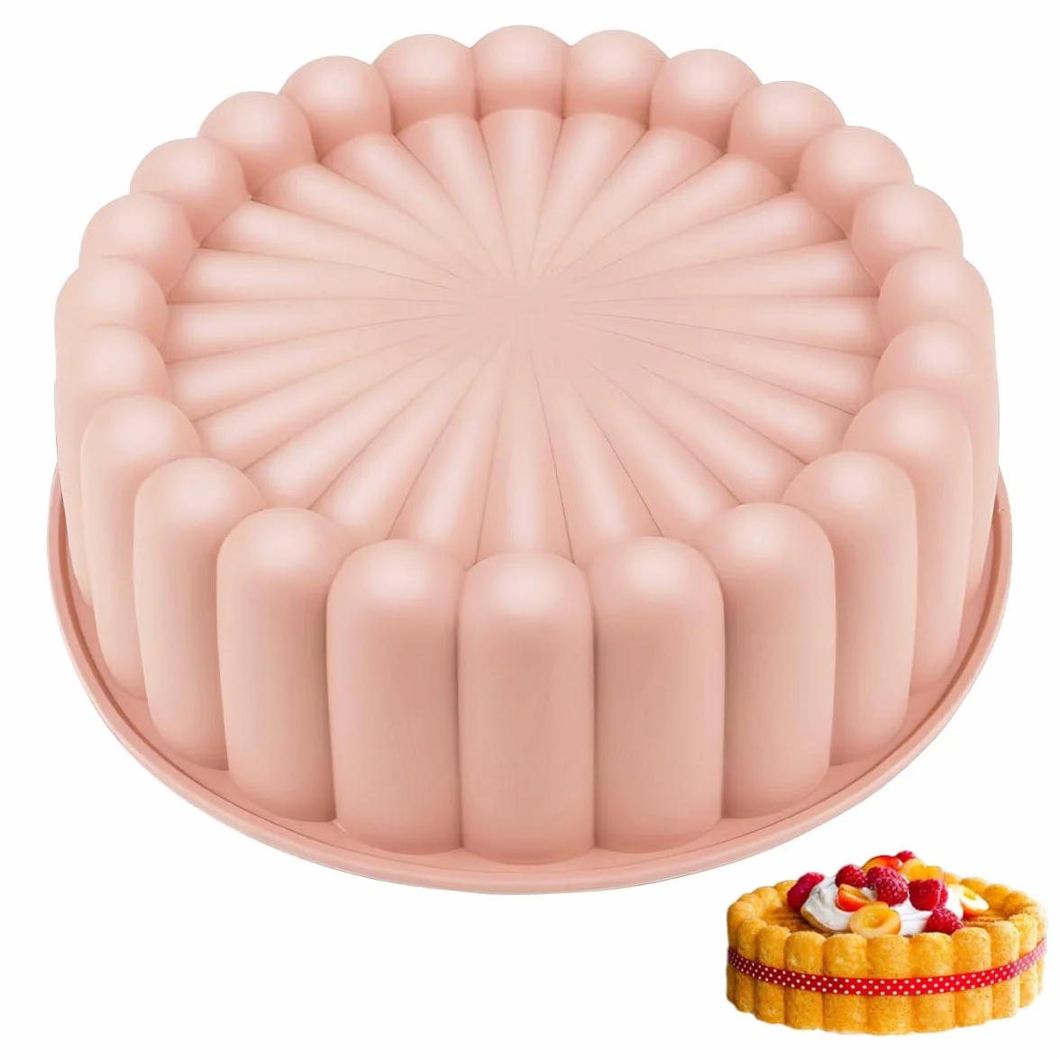 Silikonowa forma do pieczenia, okrągła, 20 cm (8 cali) – forma do ciasta warstwowego, sernika, ciast tęczowych i chleba