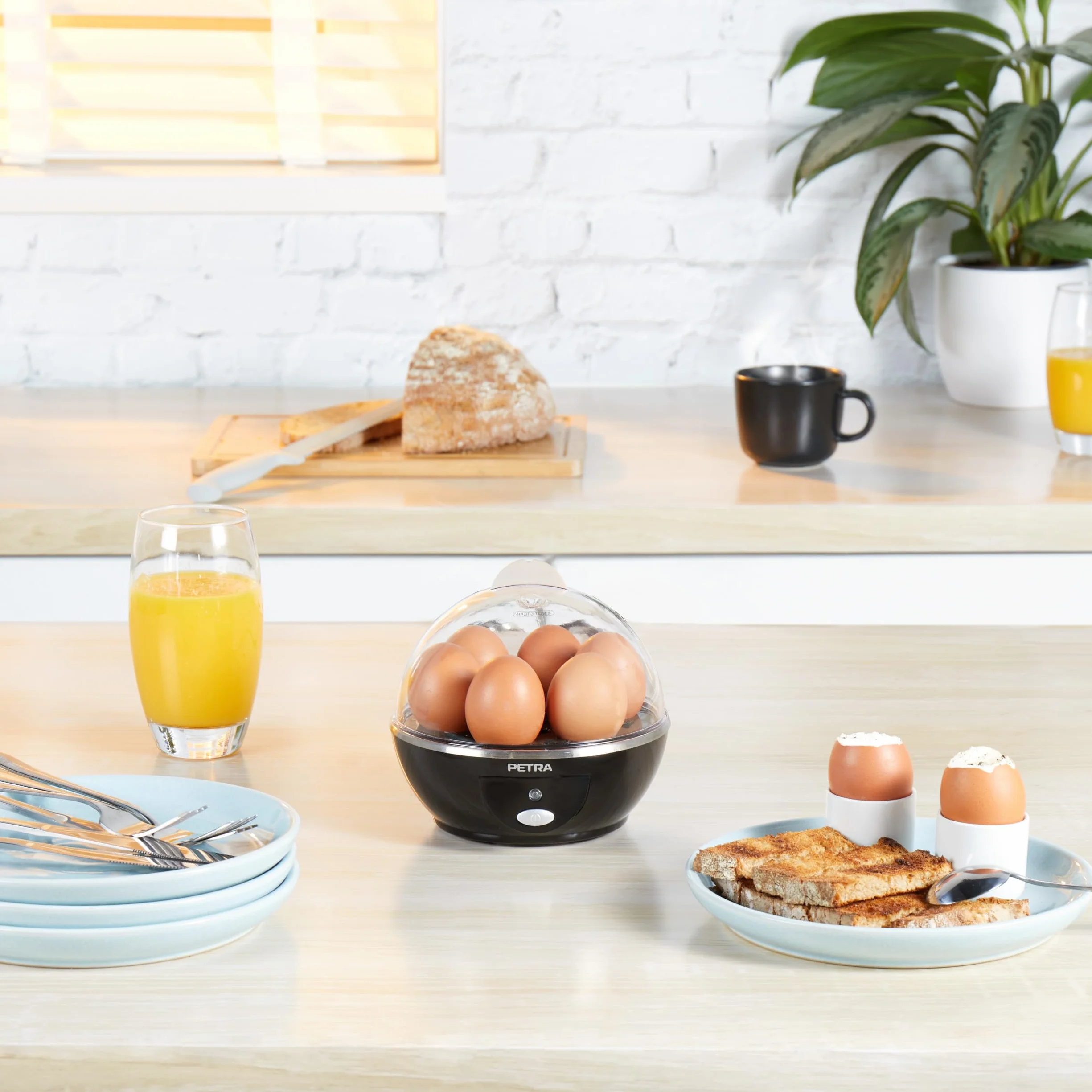 Petra PT2783VDEEU7 Electric Egg Cooker For Boiled, Soft Medium or Hard Boiled, 6 Egg Capacity, 2 Poaching Trays, Compact Design, Removable Egg Rack, Includes Measuring Cup, Indicator Light, 430 W