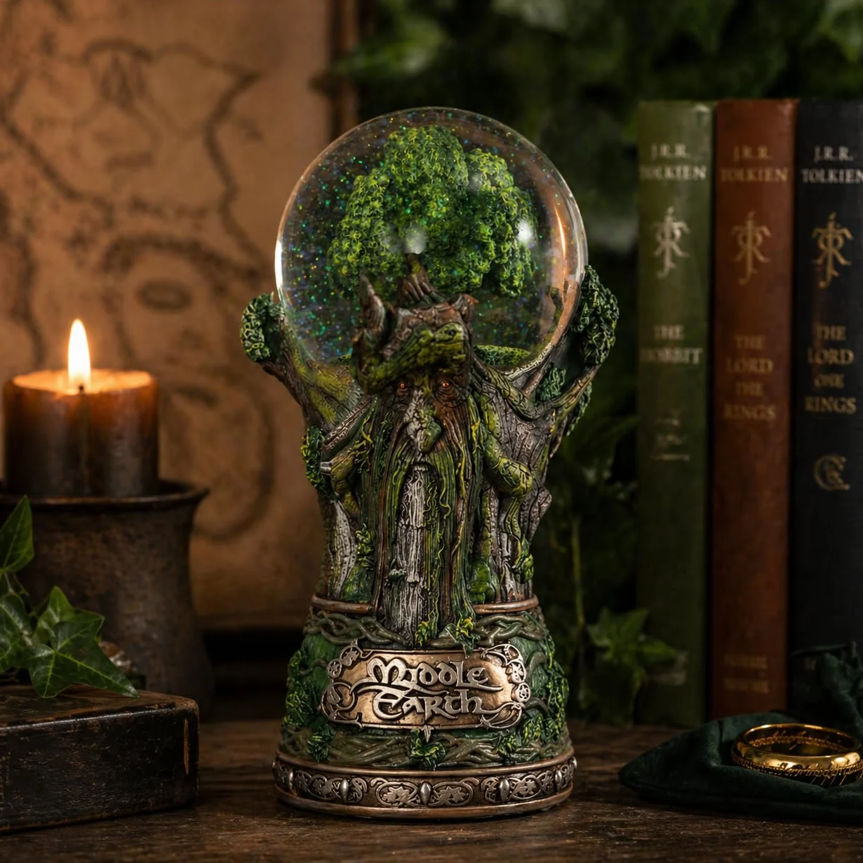 Nemesis Now Oficjalnie licencjonowany Władca Pierścieni Śródziemie Treebeard Snow Globe, Zielona, 22,5 cm