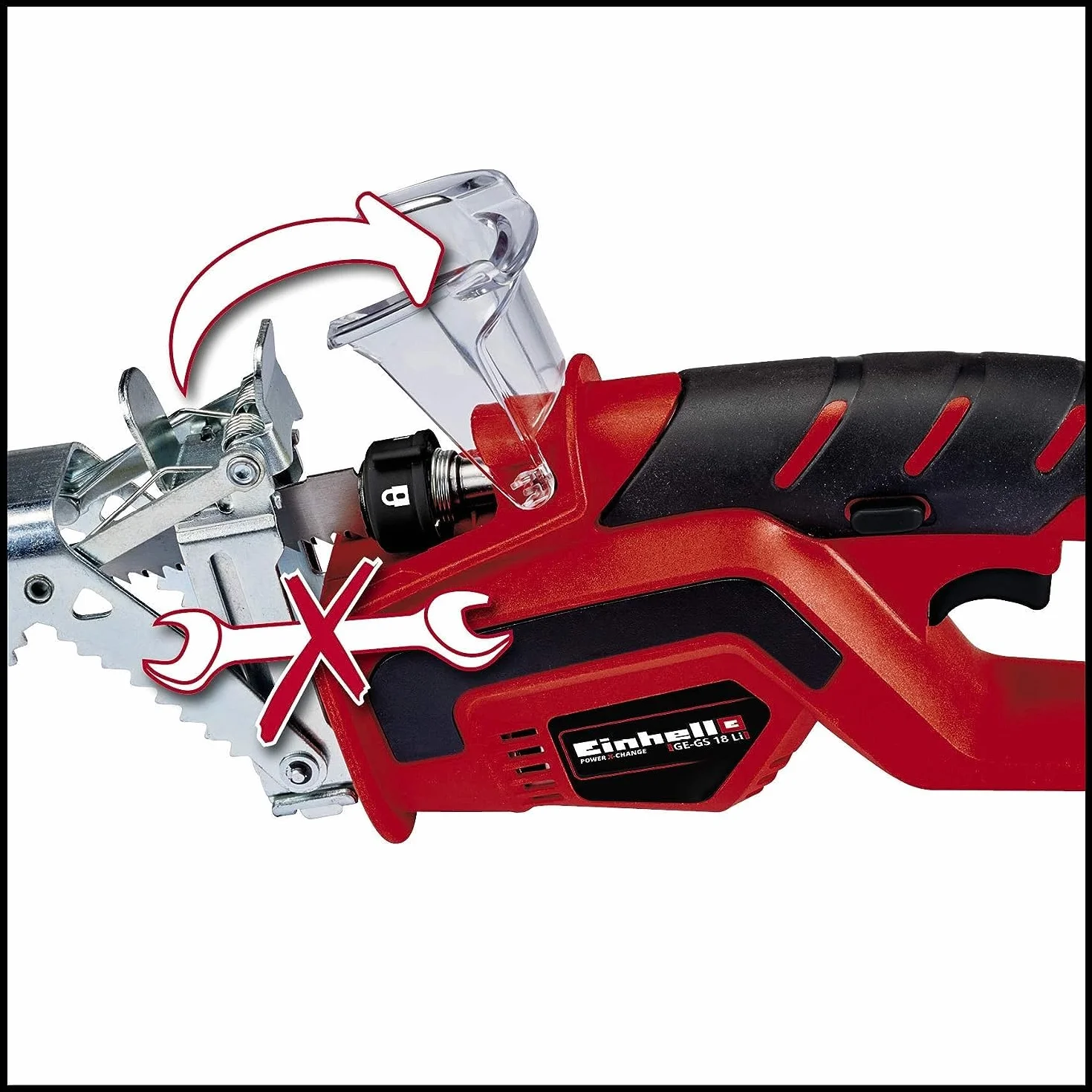 Einhell Akumulatorowa piła do gałęzi GE-GS 18 Li-Solo Power X-Change (Li-ion, 18 V, brzeszczot o długości 150 mm, wysokiej jakości z beznarzędziową wymianą, bez akumulatora i ładowarki)