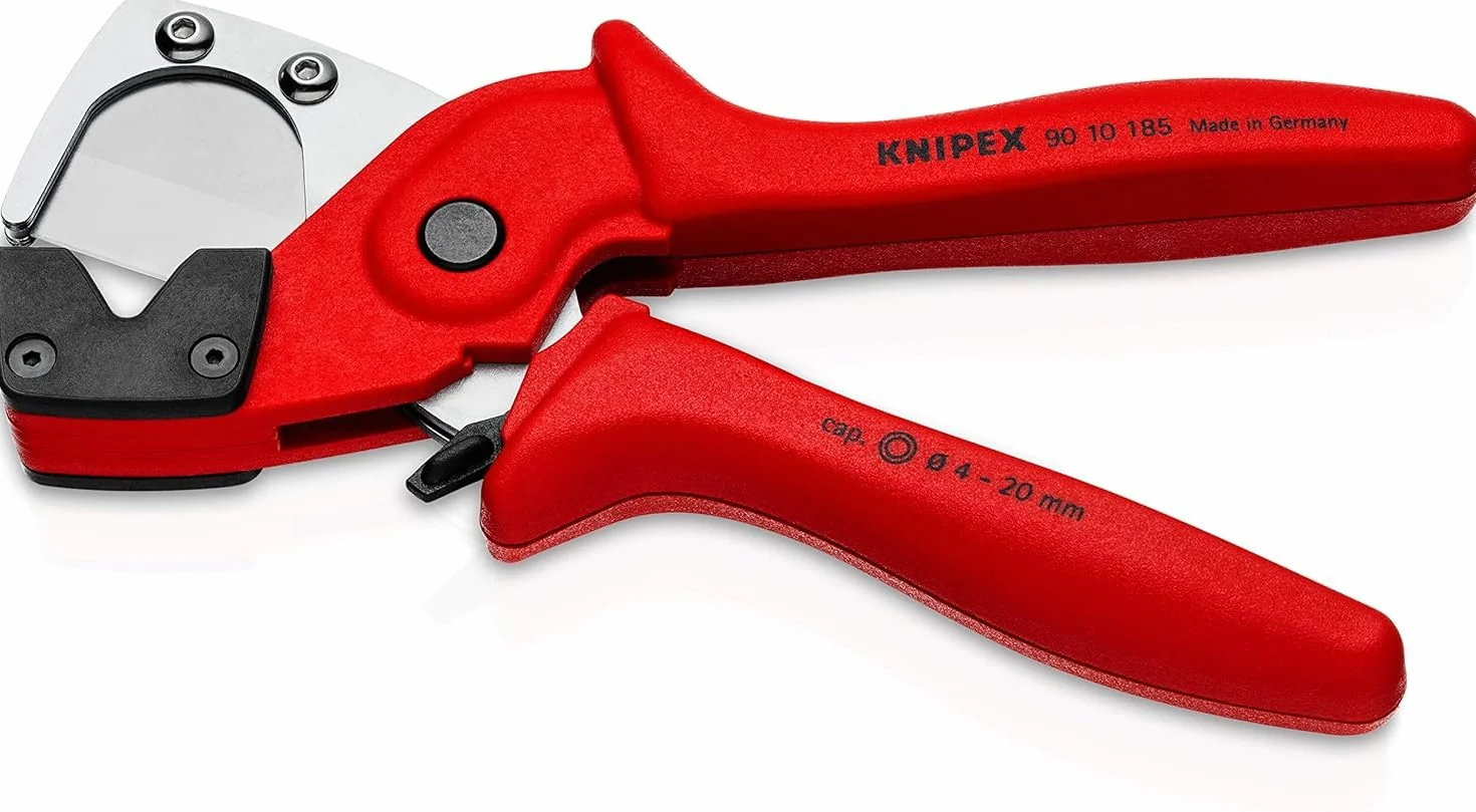 KNIPEX Obcinak do rur wielowarstwowych i węży pneumatycznych z wytrzymałego, wzmacnianego włóknem szklanym tworzywa sztucznego 185 mm, 90 10 185