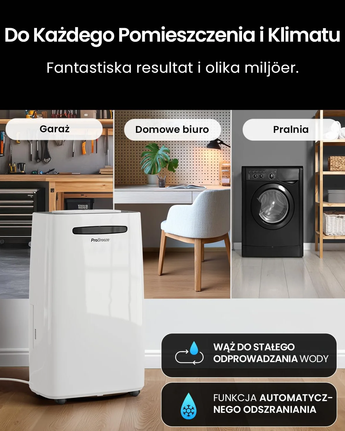 Osuszacz powietrza Pro Breeze 20 l/dobę z cyfrowym wyświetlaczem wilgotności, trybem uśpienia, ciągłym odprowadzaniem wody, suszeniem prania i 24-godzinnym wyłącznikiem czasowym