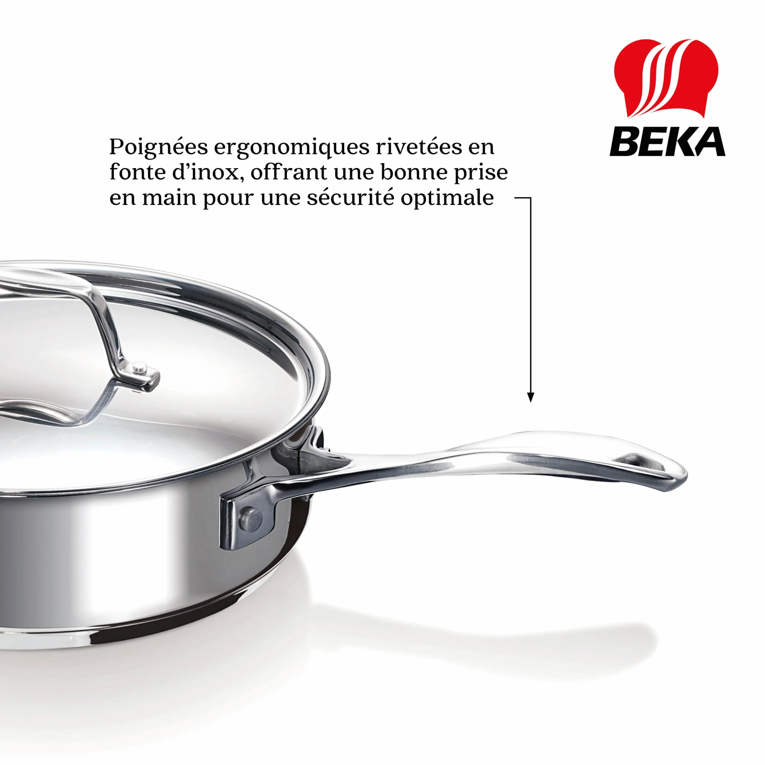 Beka Szef patelnia ze stali nierdzewnej 24 cm z pokrywką