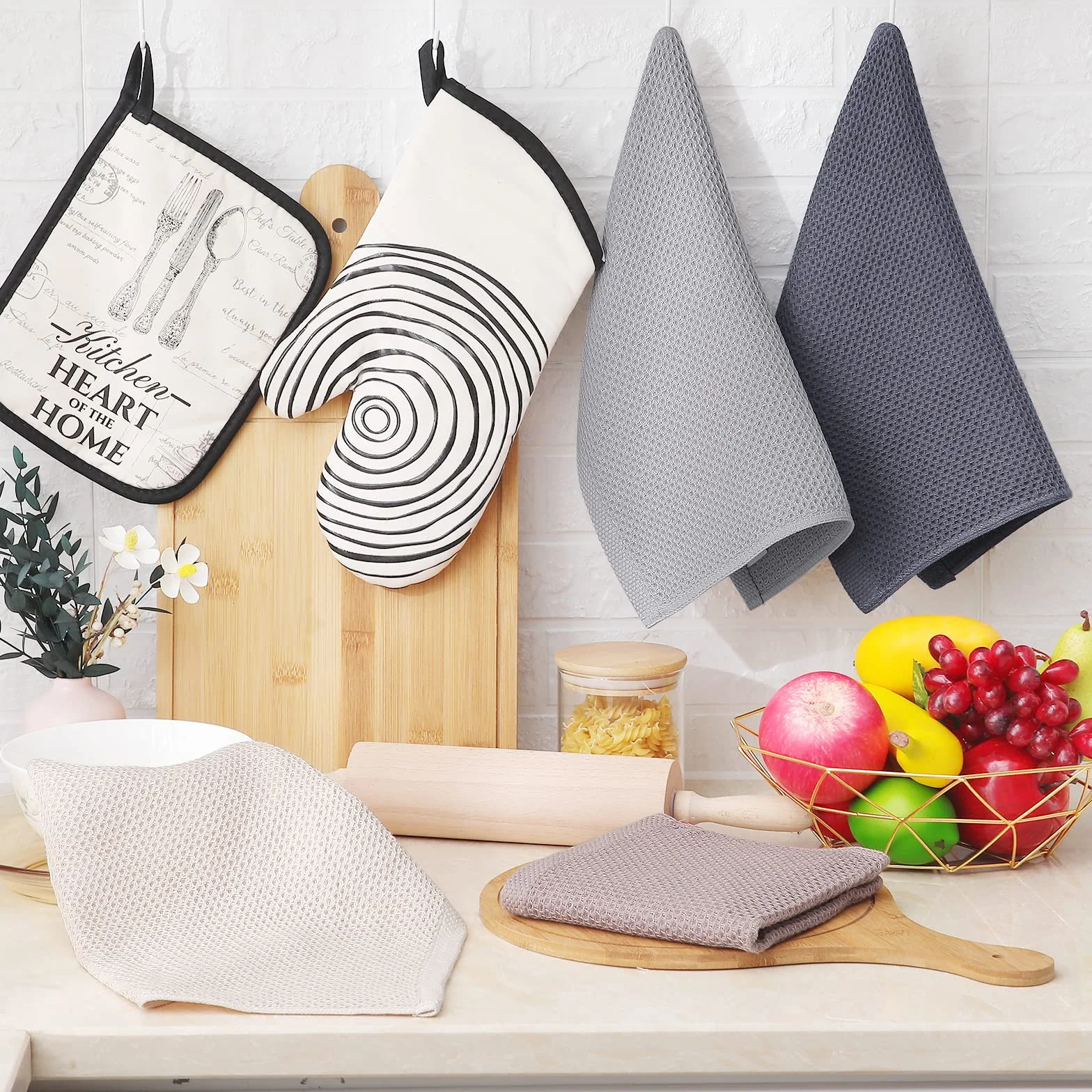 Homaxy 100% bawełniane ściereczki do naczyń o splocie waflowym, ultra miękkie chłonne szybkoschnące ręczniki do naczyń, 30 x 30 cm, 6 sztuk, różne kolory