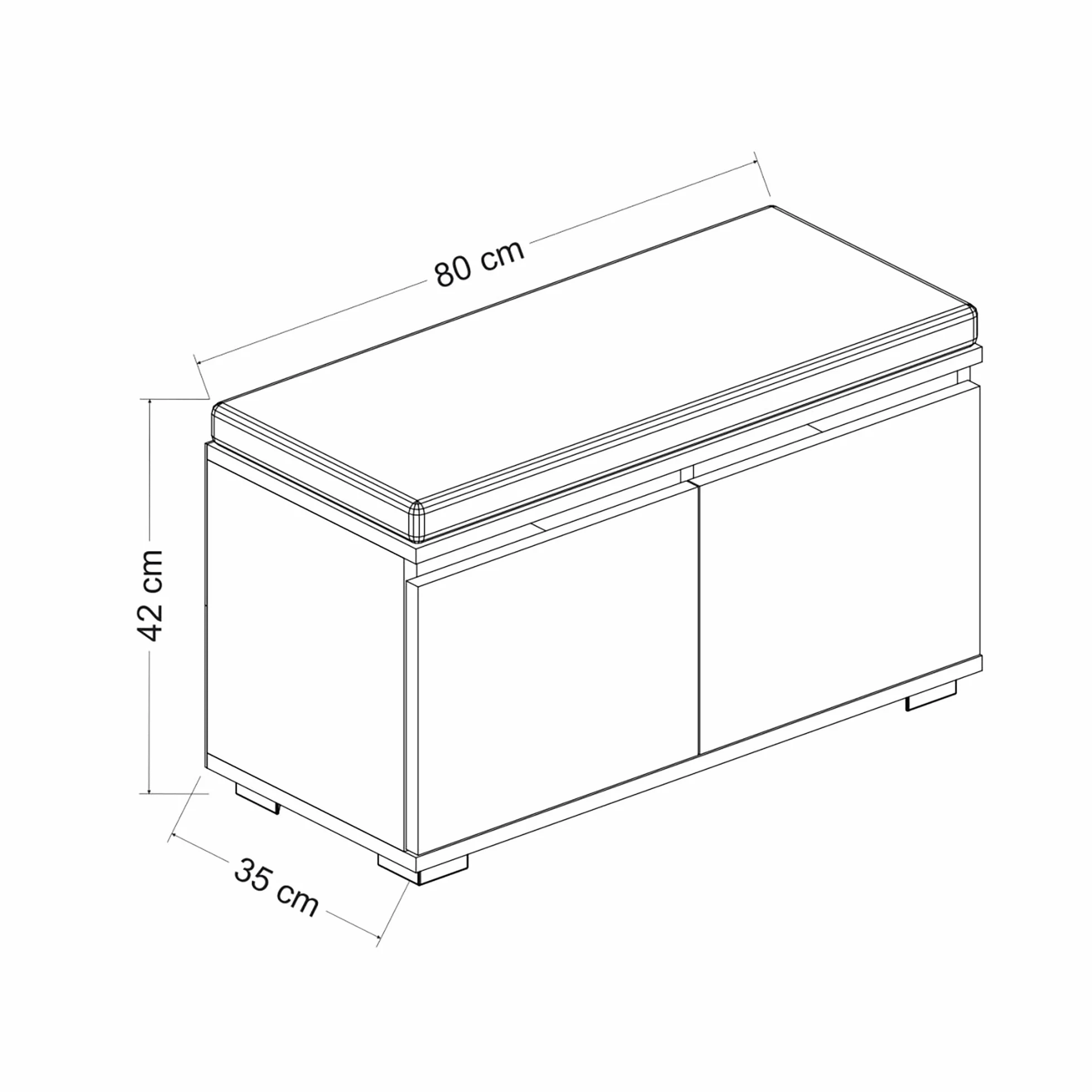 [en.casa] Szafka na buty z 4 półkami, ławka do siedzenia z siedziskiem 42 x 80 x 35 cm, szafka na buty z poduszką do siedzenia, biała