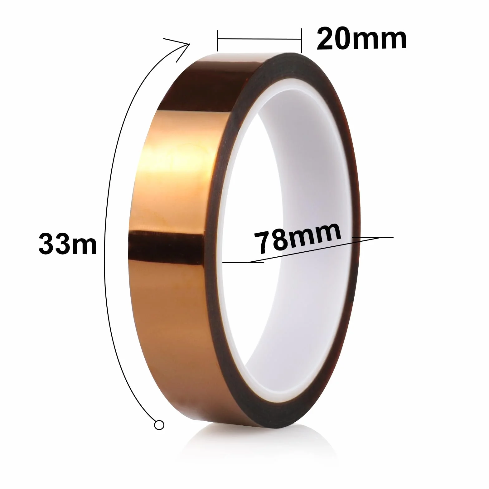 BOMEI PACK 3 szt. 20 mm x 33 m taśma klejąca z poliimidu o wysokiej temperaturze, do drukarki 3D, odporna na wysokie temperatury, taśma izolacyjna