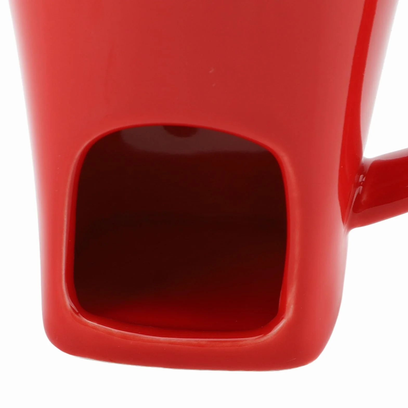 Ceramiczny Kubek do Topienia Czekolady Fondue z Widelcem, Czerwony