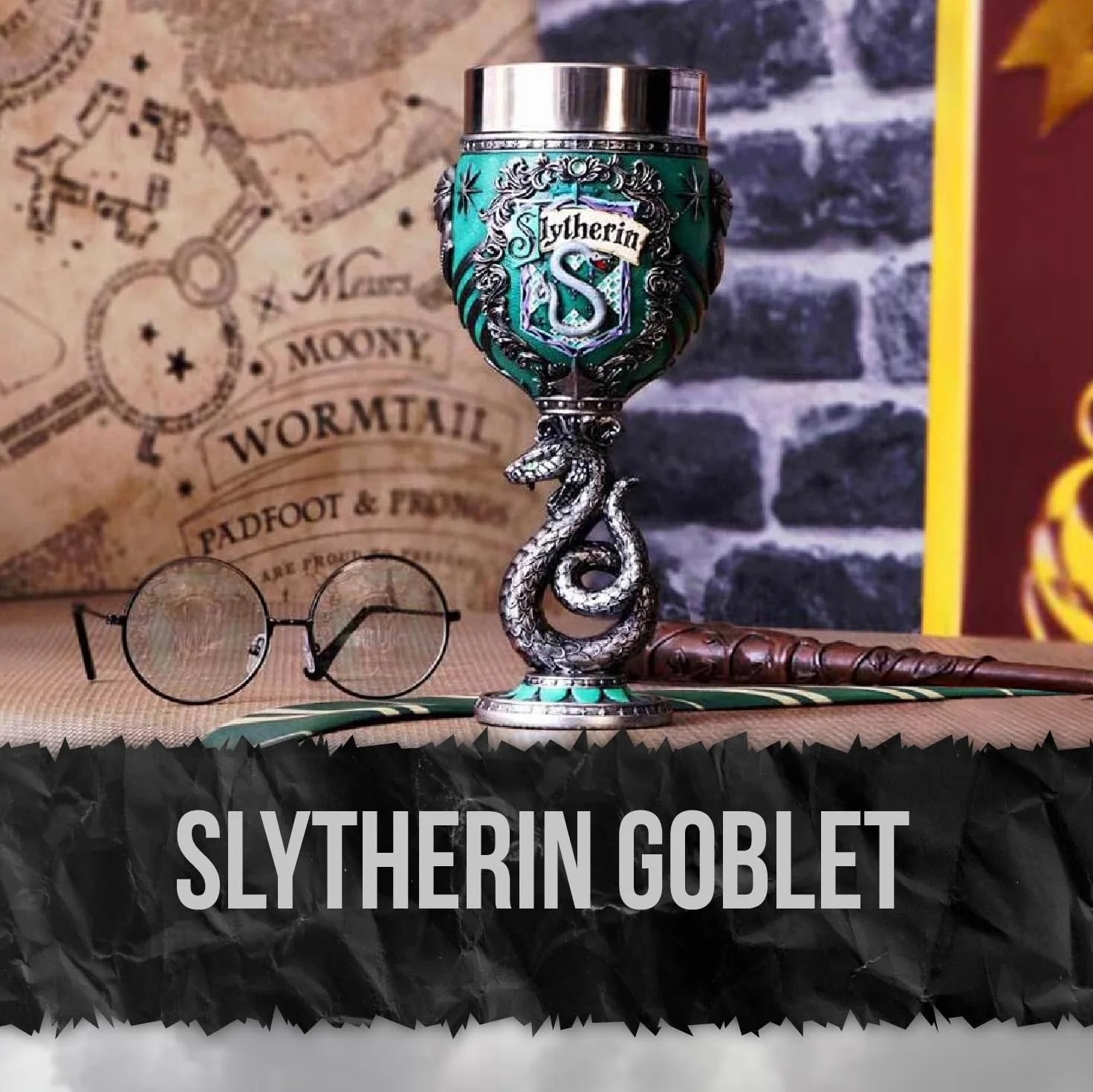 Nemesis Now Harry Potter Kolekcjonerski Kielich, Żywica, Zielony Srebrny, 19,5 cm