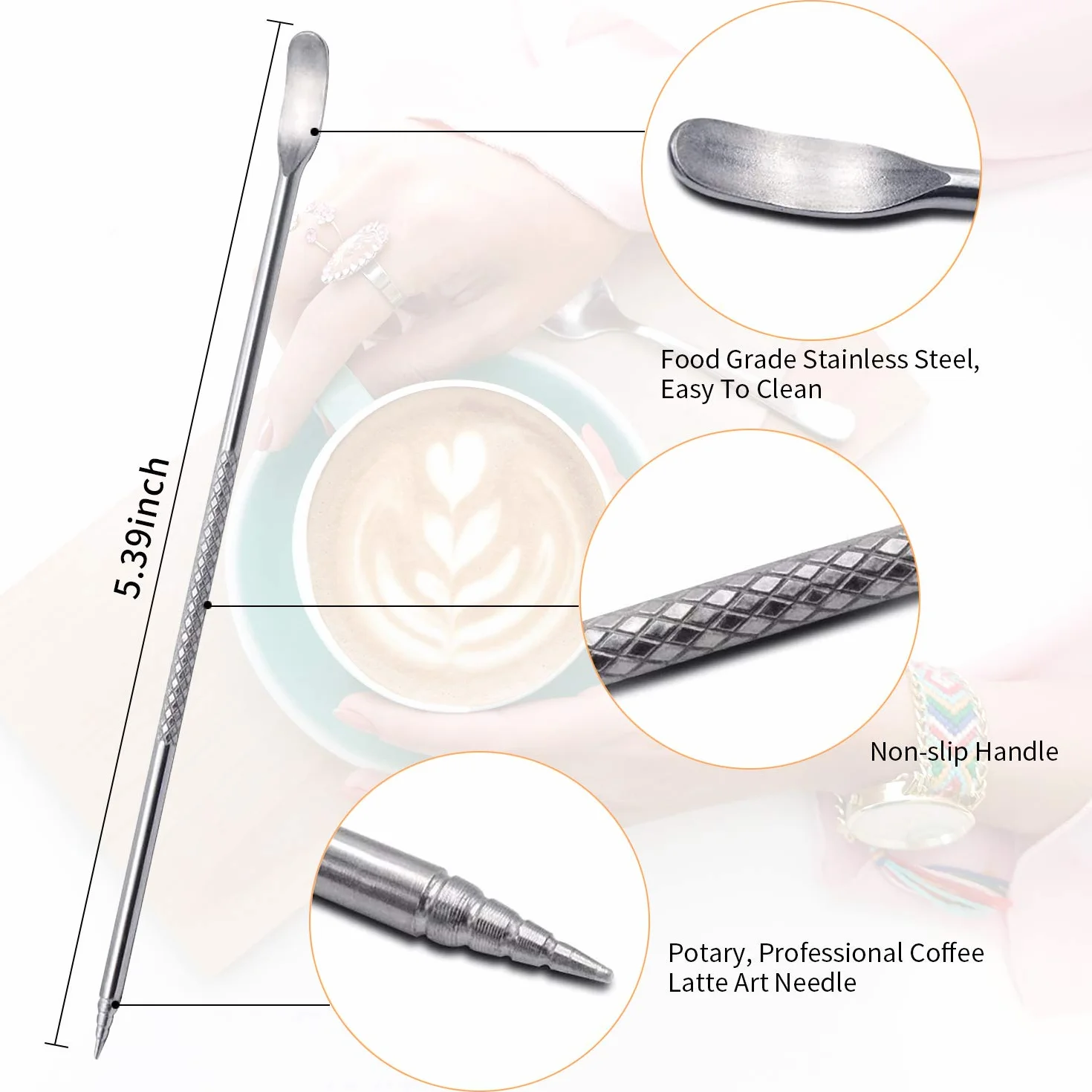 TechKen Dzbanek do Spieniania Mleka 350 ml 600 ml Latte Art Pen Czarny